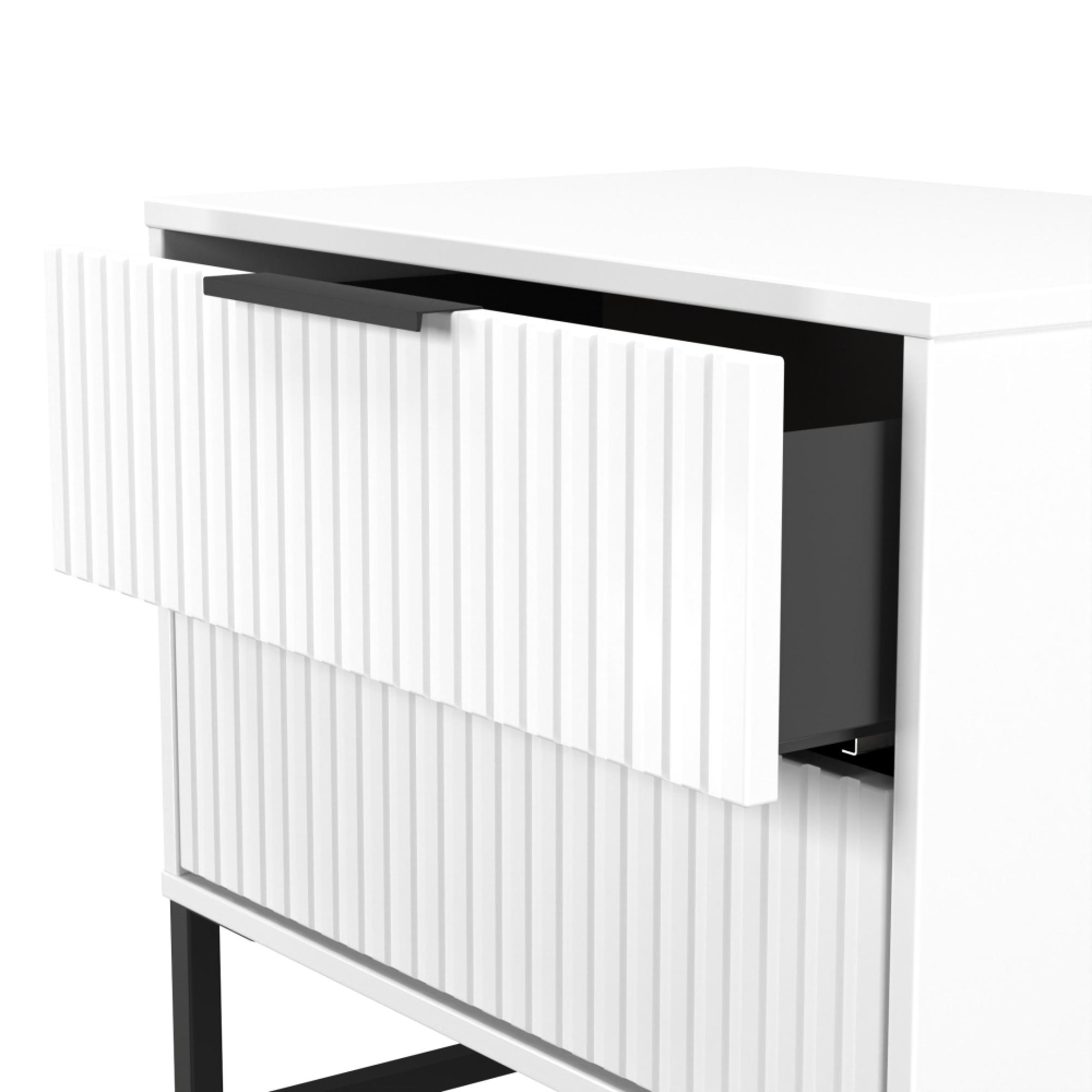 Fluted Chest - 2 Drawer - Midi - White Matt