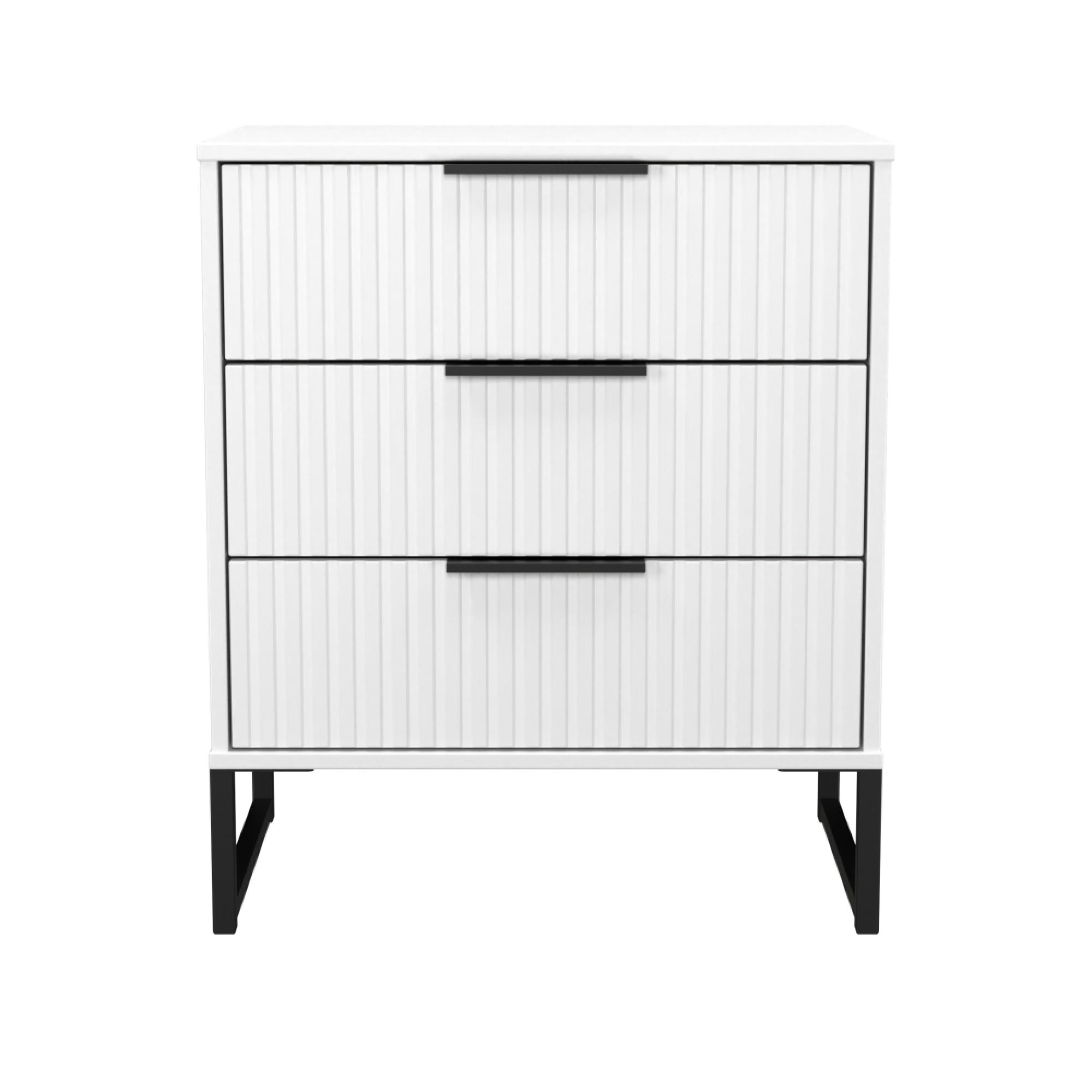 Fluted Chest - 3 Drawer - Midi - White Matt