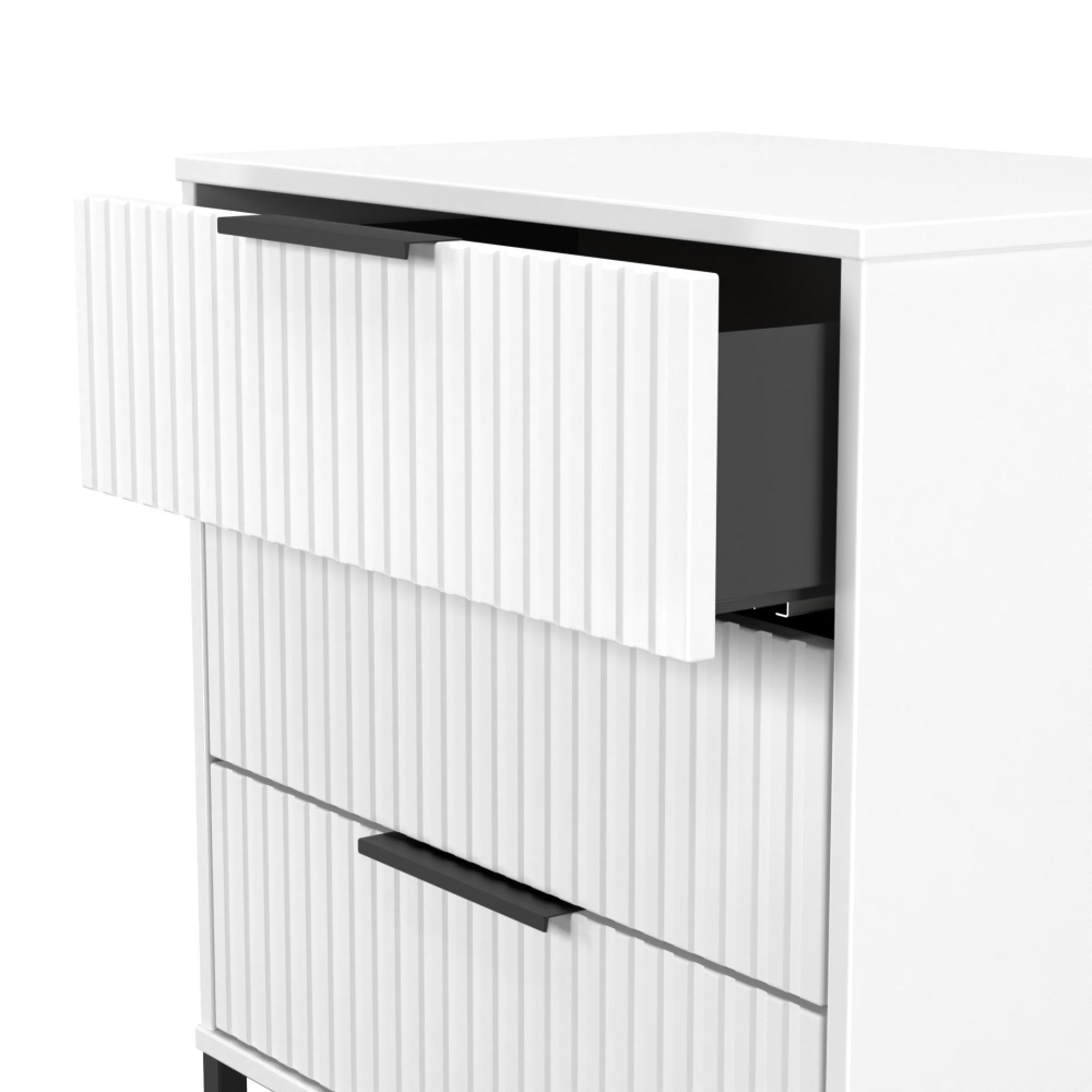Fluted Chest - 3 Drawer - Midi - White Matt