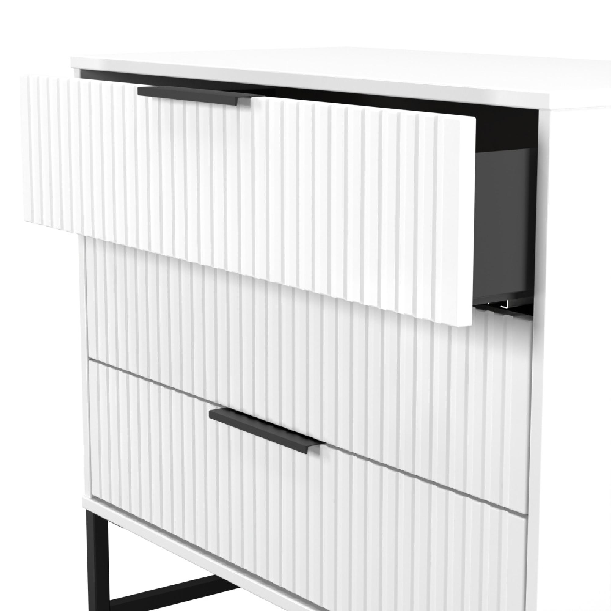 Fluted Chest - 3 Drawer - White Matt