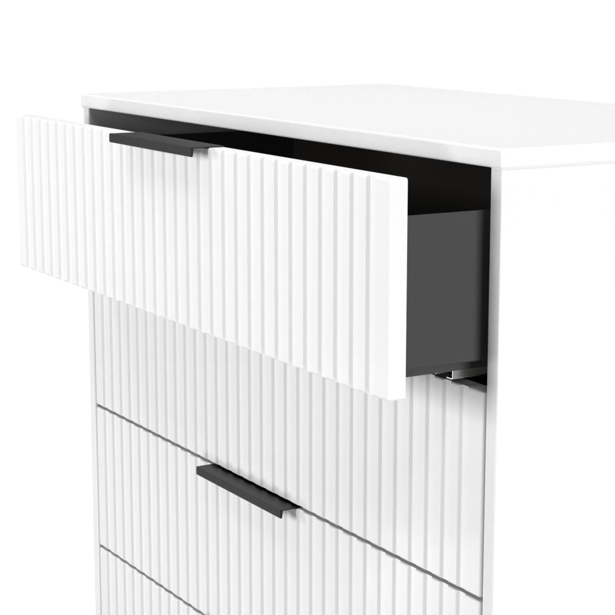 Fluted Chest - 5 Drawer - Wide - White Matt