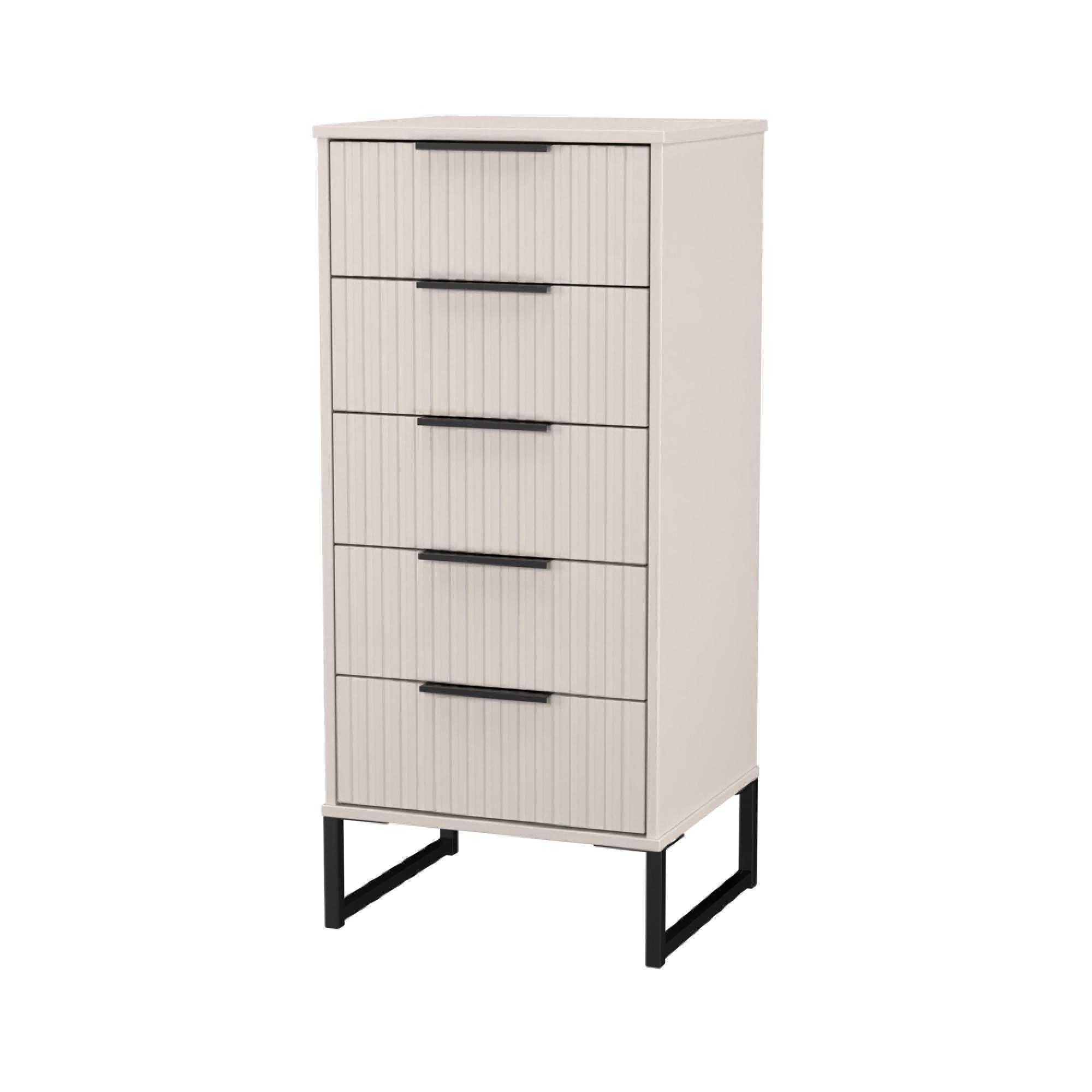 Fluted Chest - 5 Drawer - Narrow - Kashmir Matt