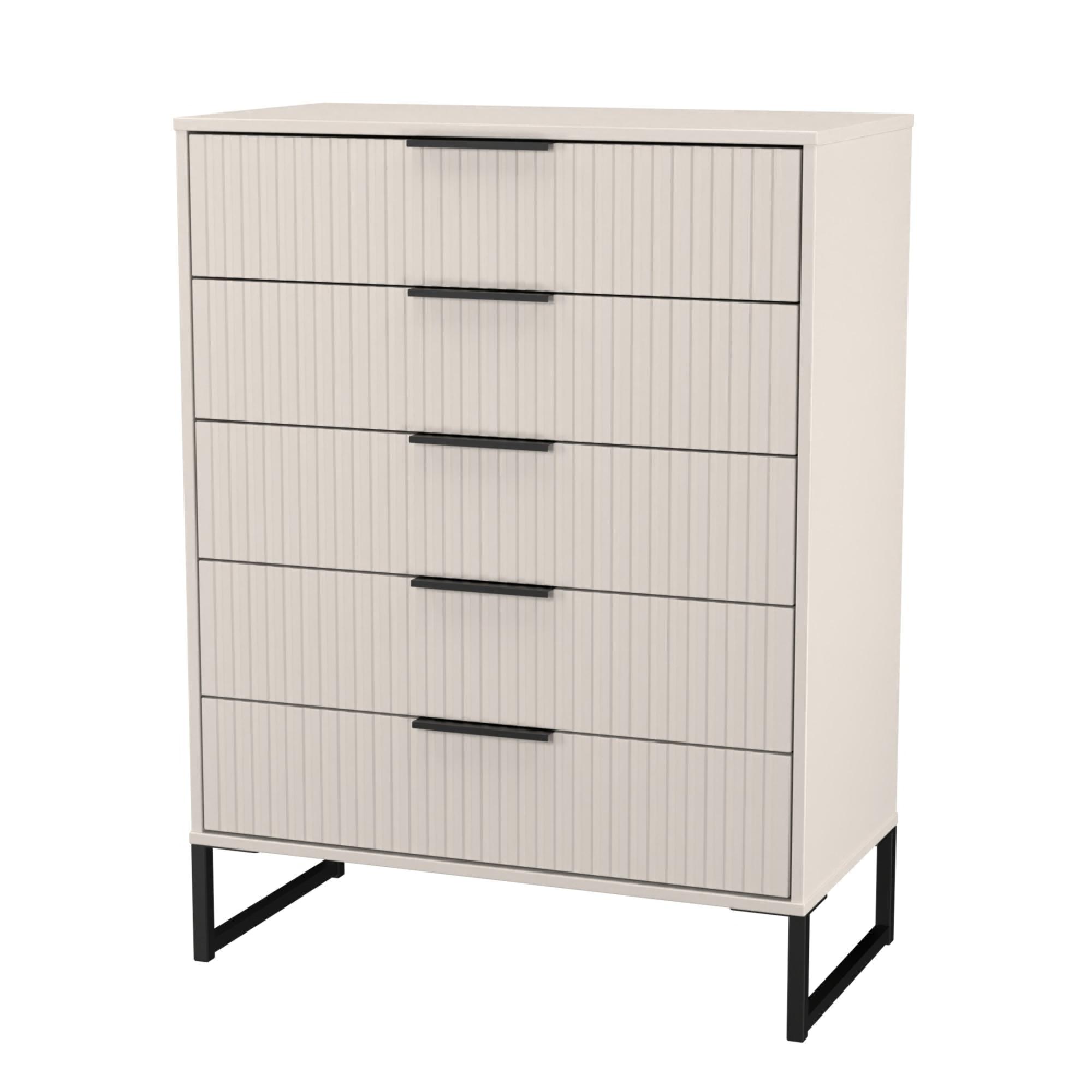 Fluted Chest - 5 Drawer - Wide - Kashmir Matt