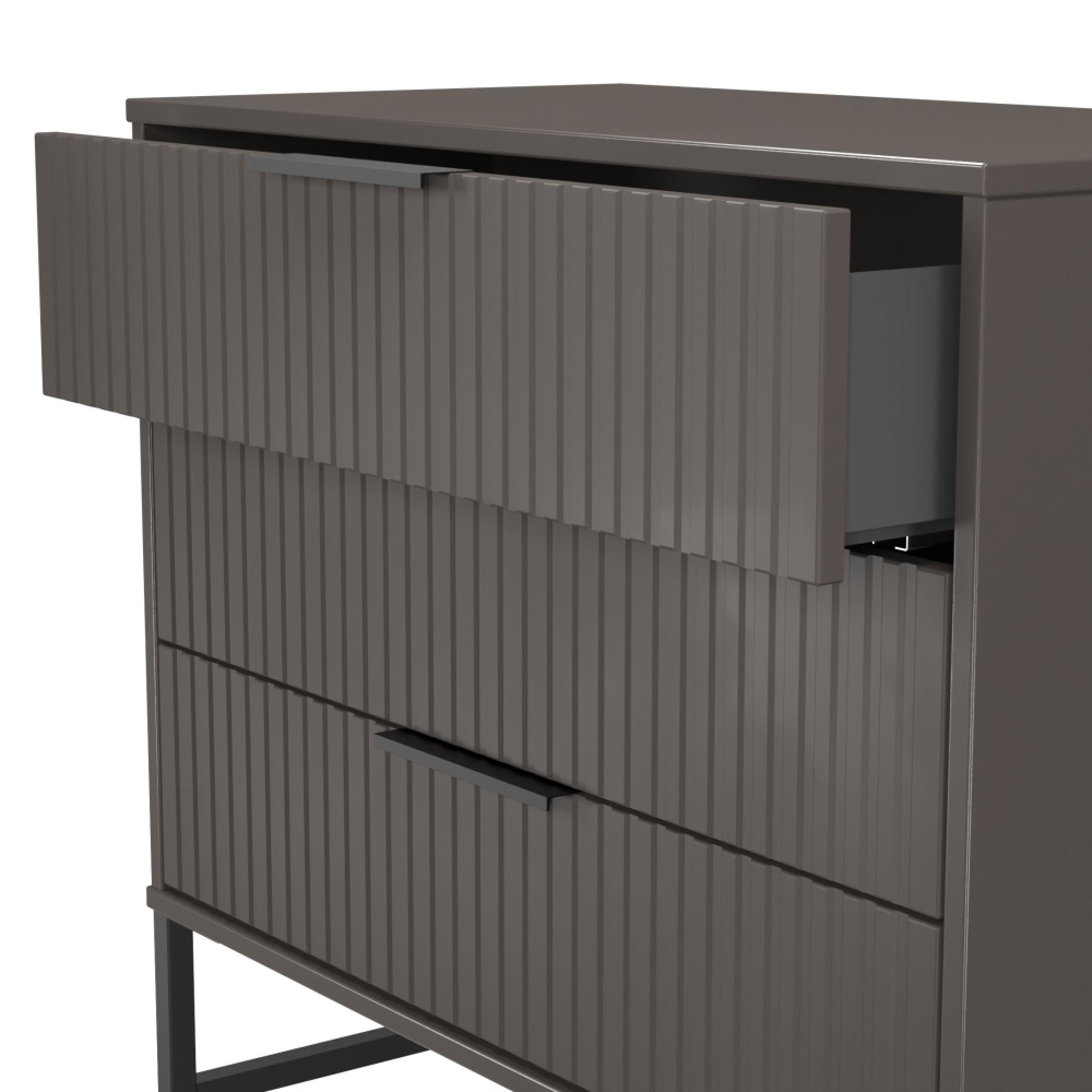 Fluted Chest - 3 Drawer - Graphite