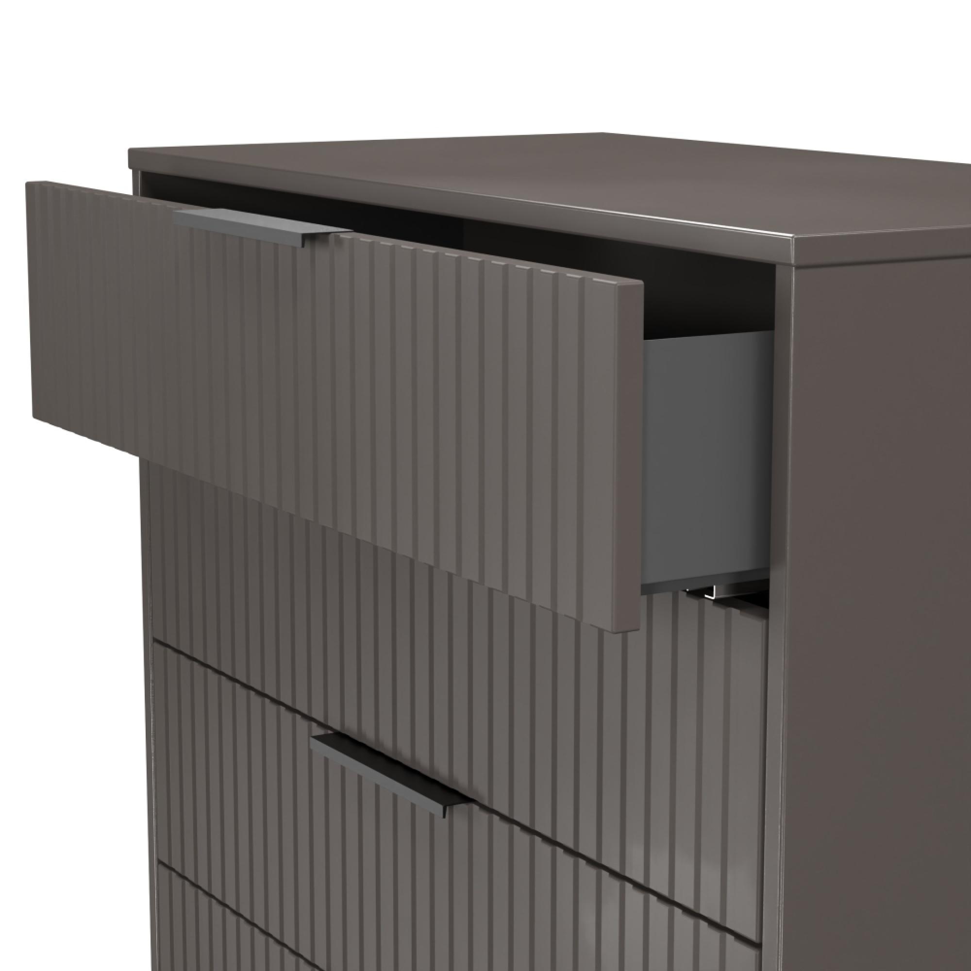 Fluted Chest - 5 Drawer - Wide - Graphite