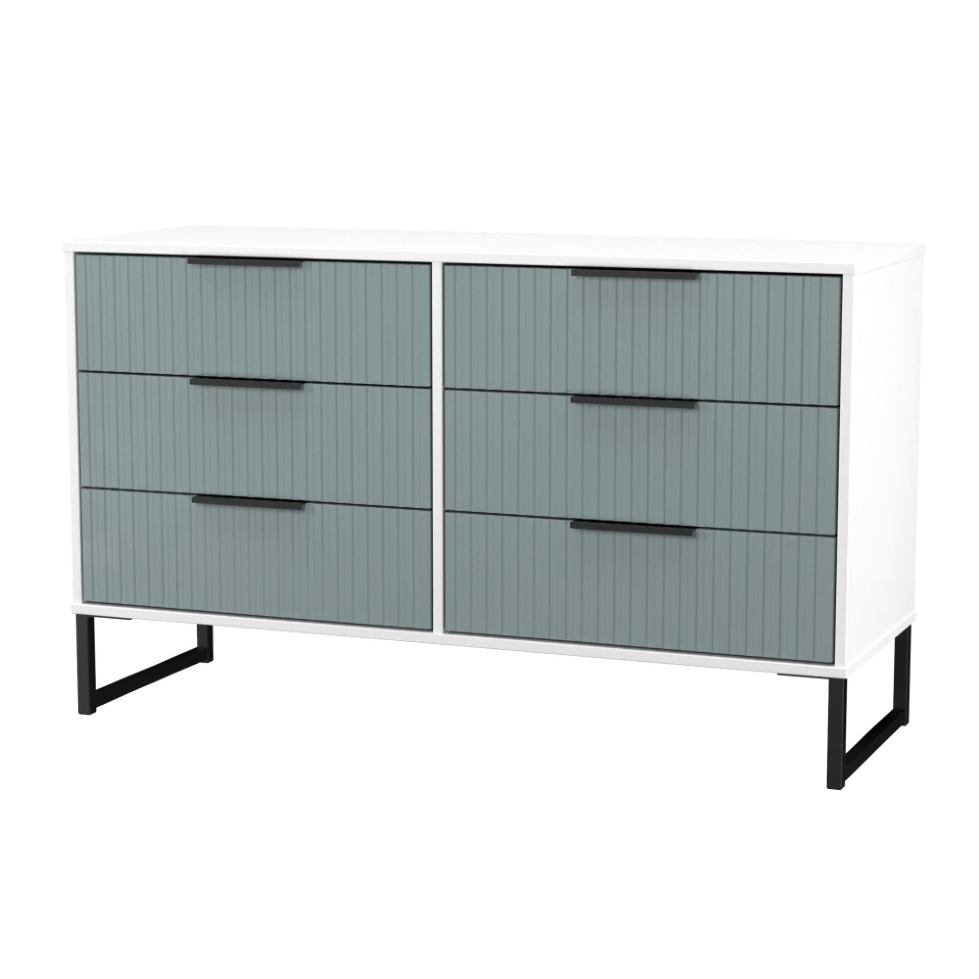 Fluted Chest - 6 Drawer - Midi - Duck and White Matt