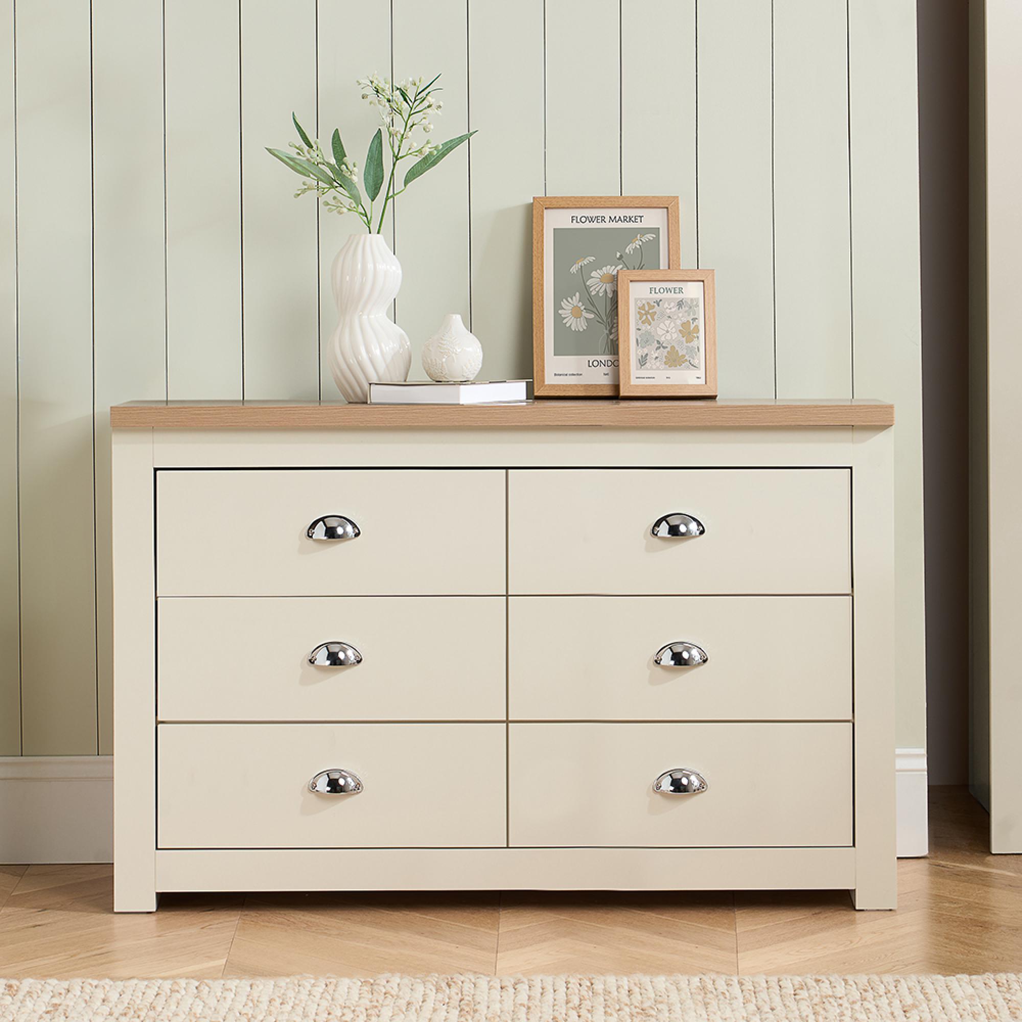 Highgate Chest - Wide - 6 Drawer - Cream Painted