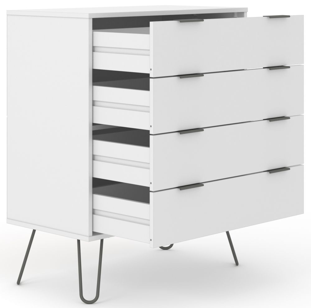 Augusta Chest - 4 Drawer - White - Hairpin Legs