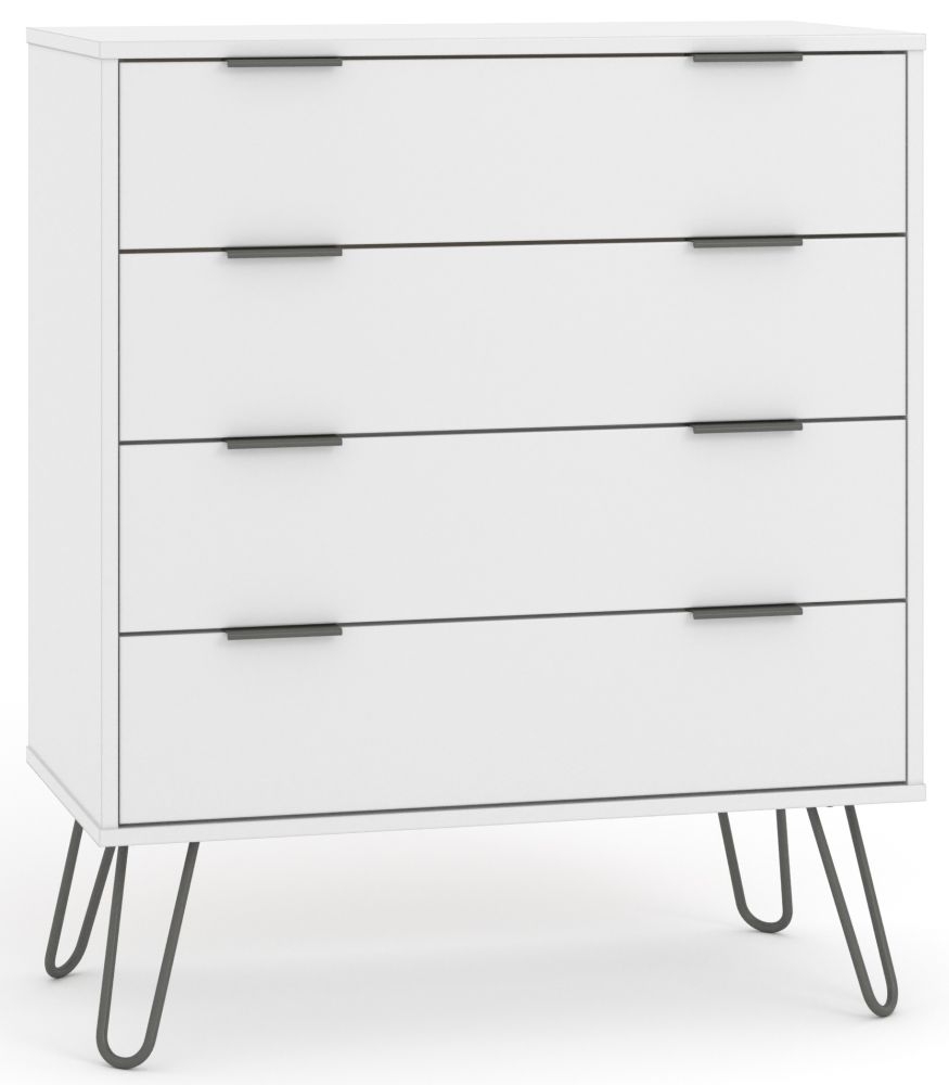 Augusta Chest - 4 Drawer - White - Hairpin Legs