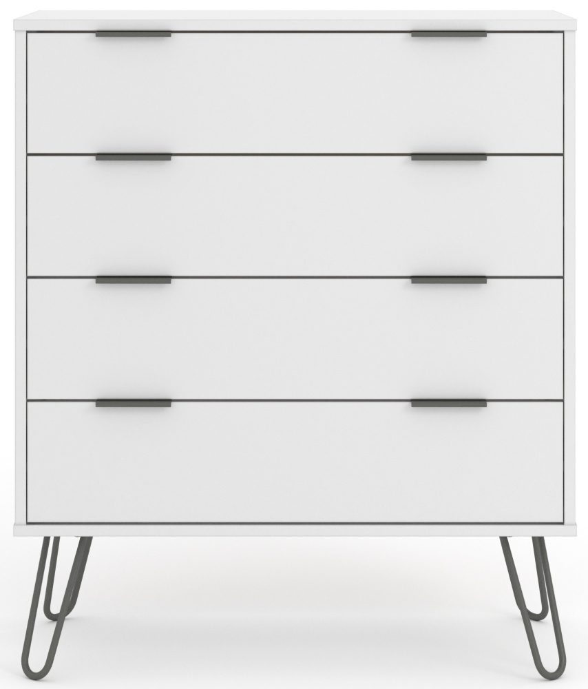Augusta White 4 Drawer Chest with Hairpin Legs
