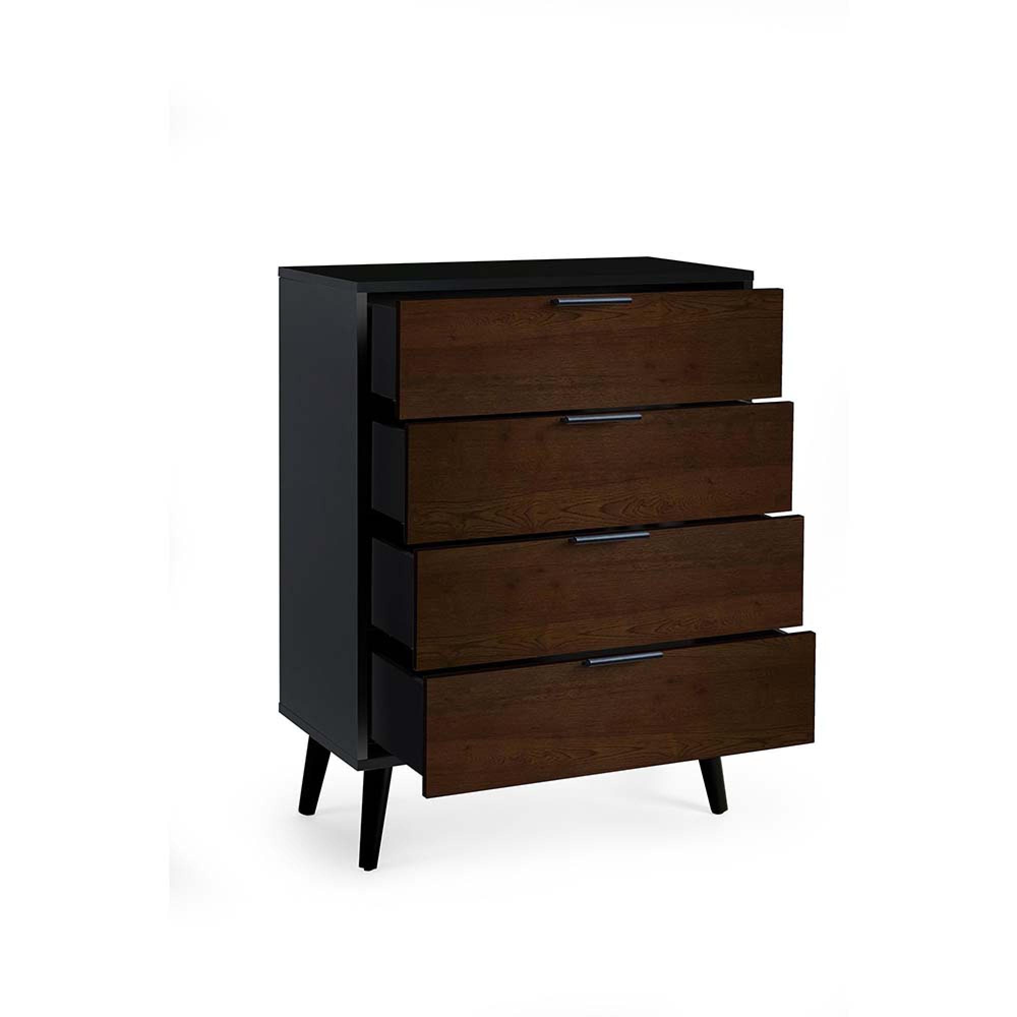 Alba Black and Walnut Chest of Drawers - 4 Drawer