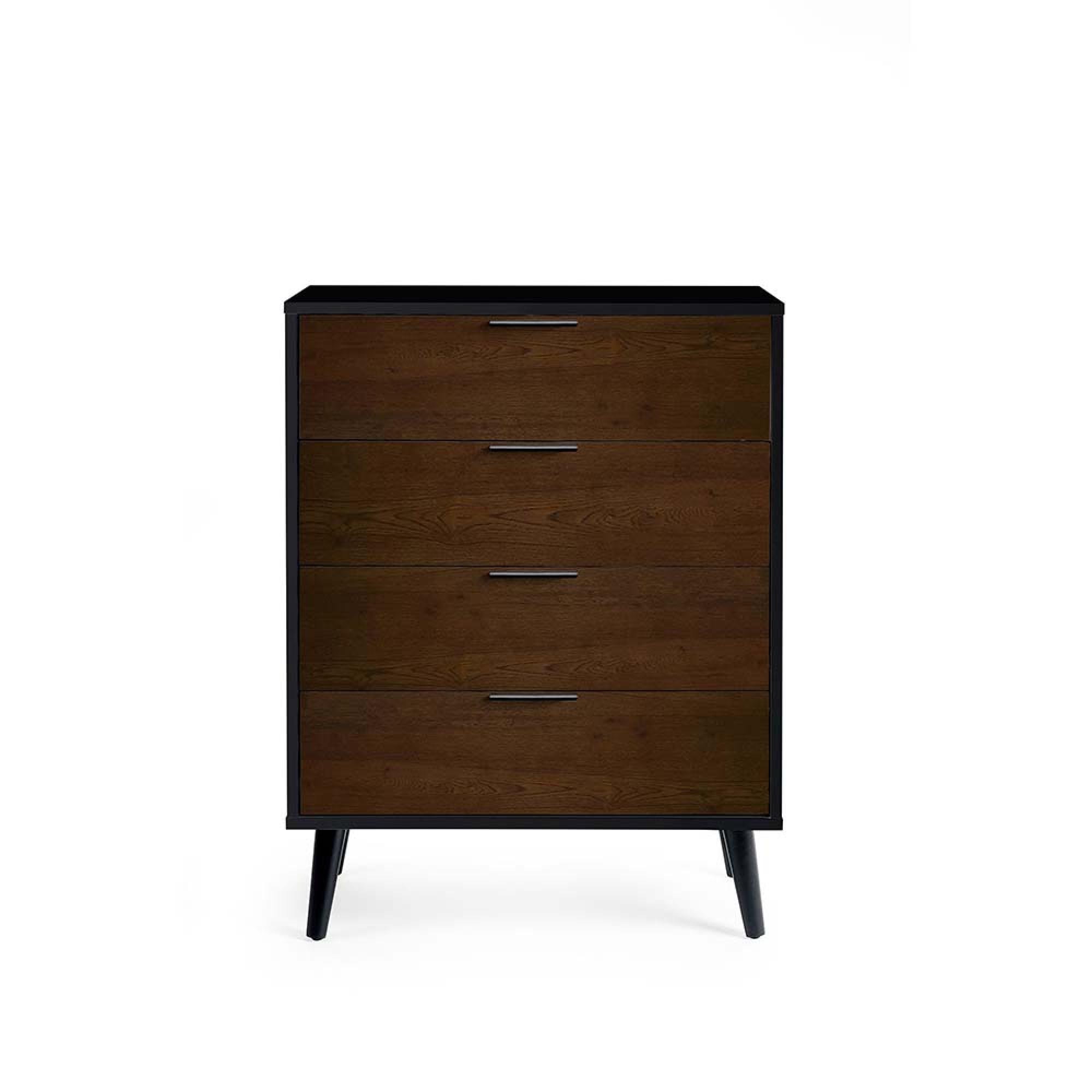 Alba Black and Walnut Chest of Drawers - 4 Drawer