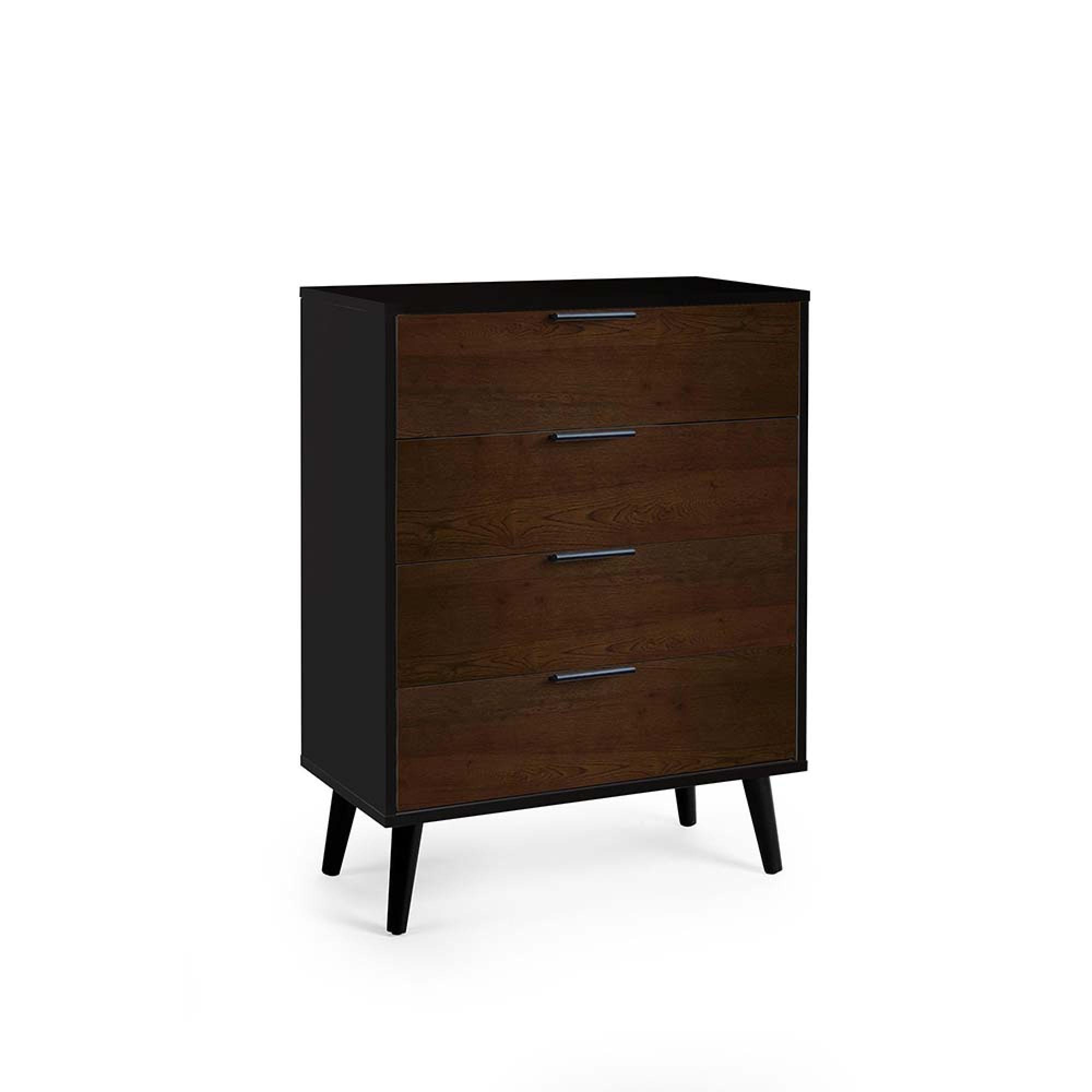 Alba Black and Walnut Chest of Drawers - 4 Drawer