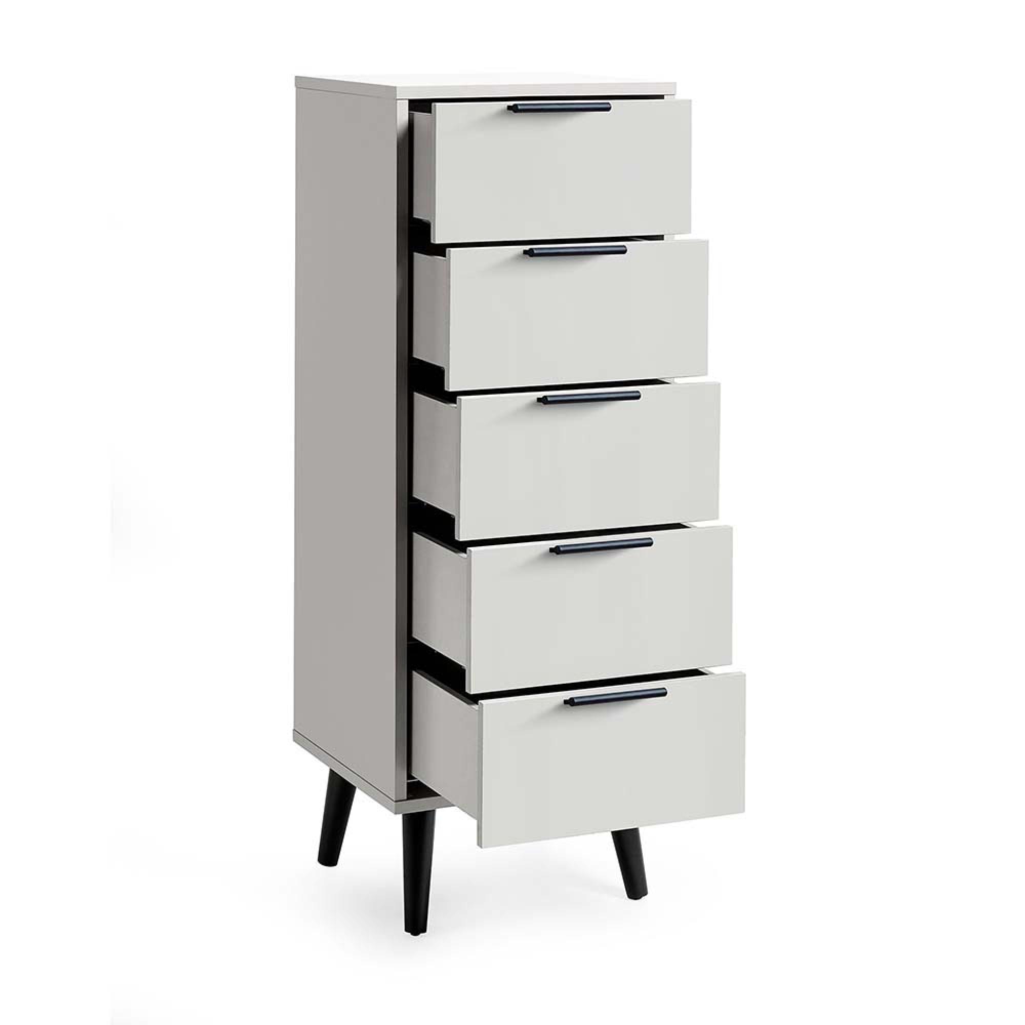 Alba Grey Narrow Chest - 5 Drawer