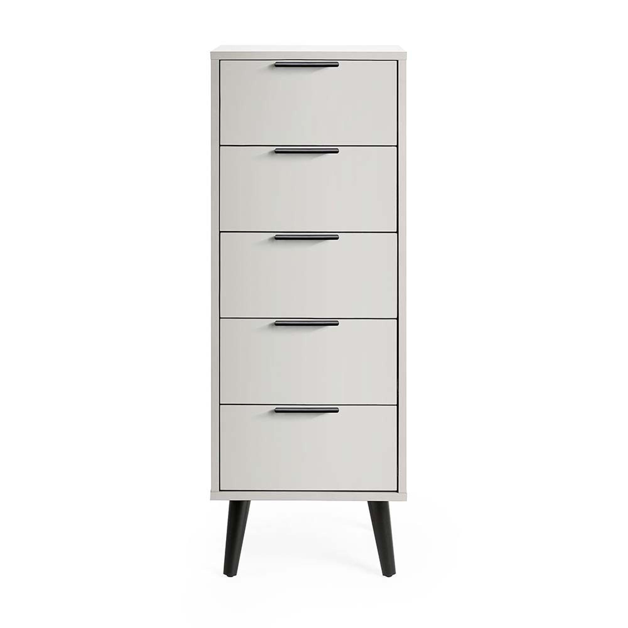 Alba Grey Narrow Chest - 5 Drawer