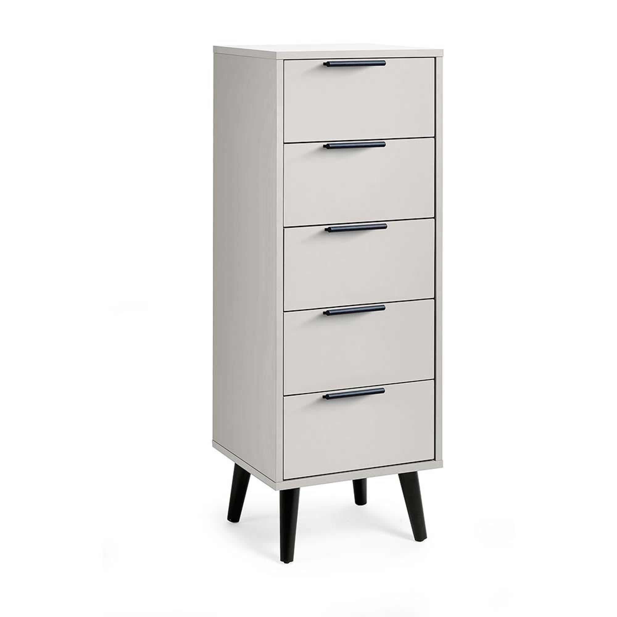 Alba Grey Narrow Chest - 5 Drawer