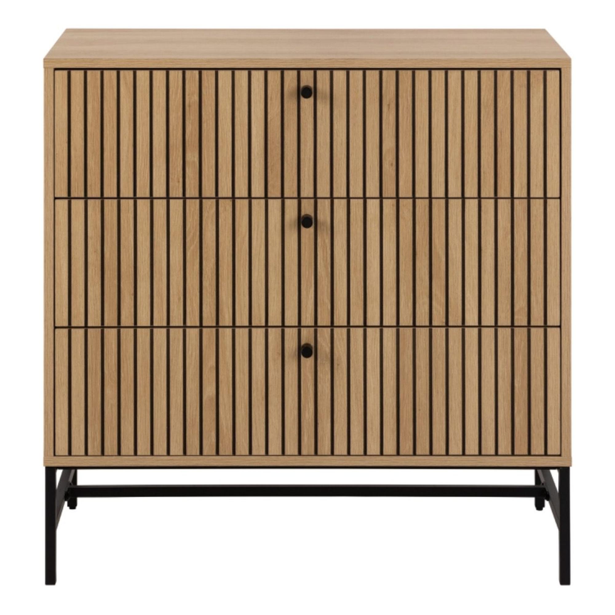 Albany Oak Ribbed 3 Drawer Chest