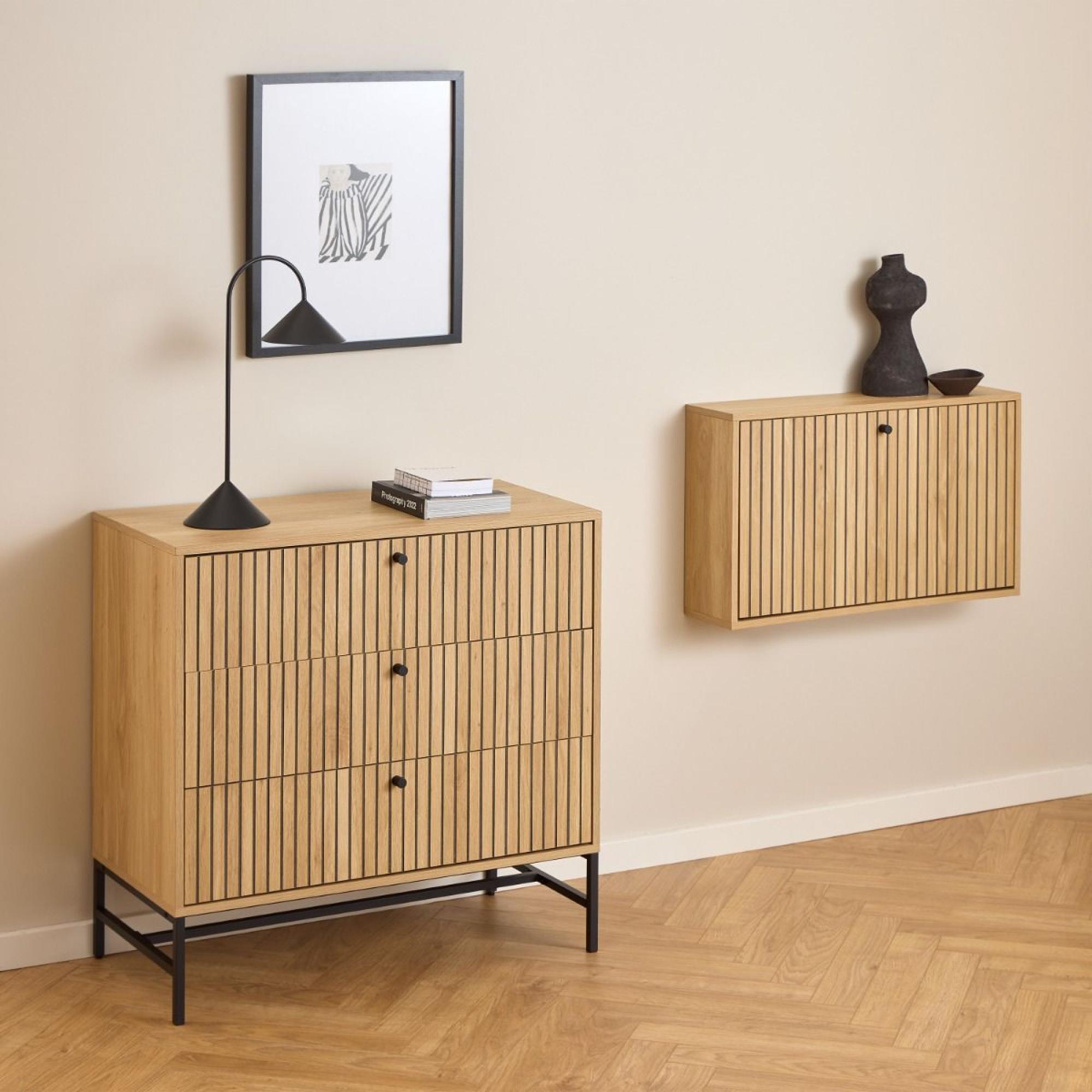 Albany Oak Ribbed 3 Drawer Chest