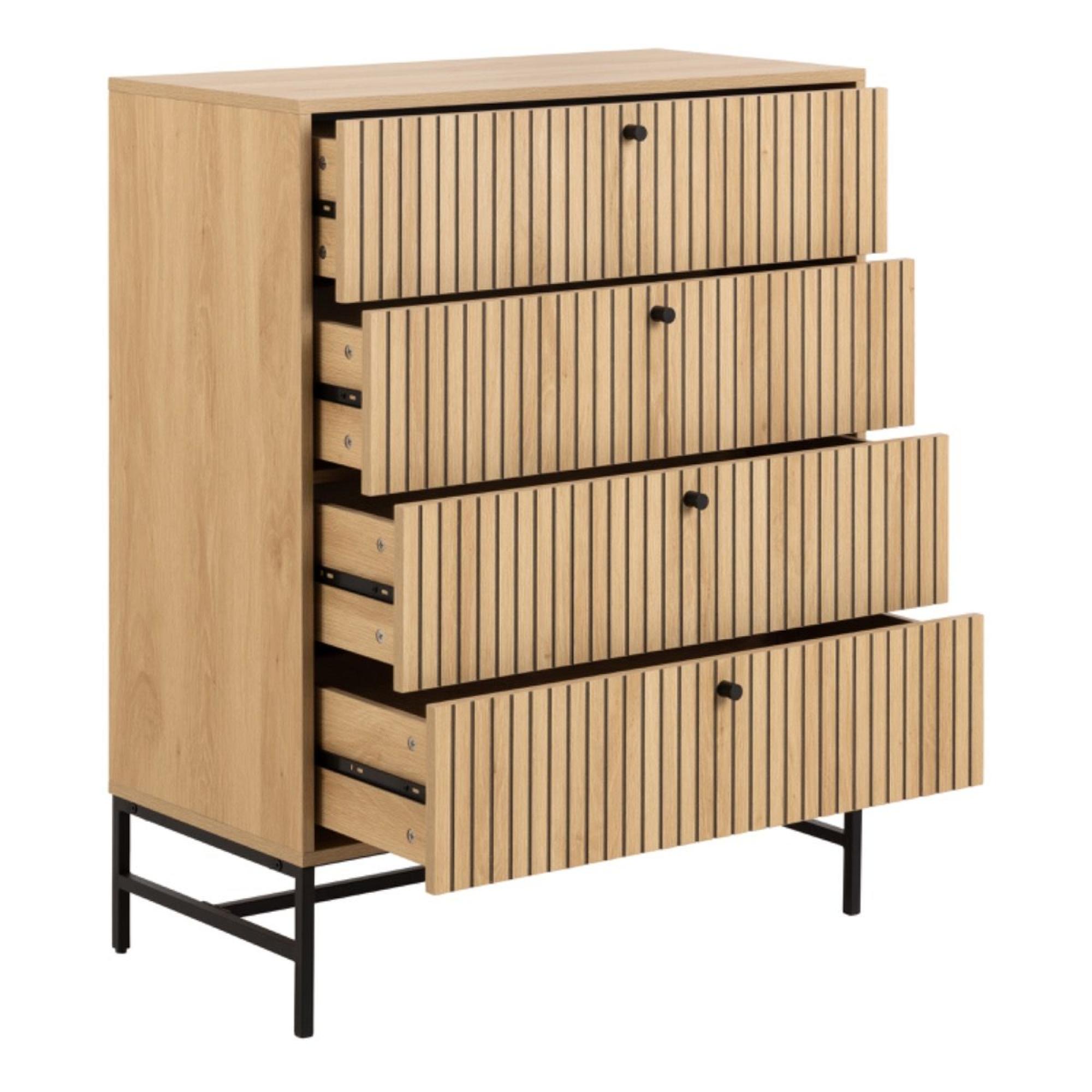 Albany Oak Ribbed 4 Drawer Chest