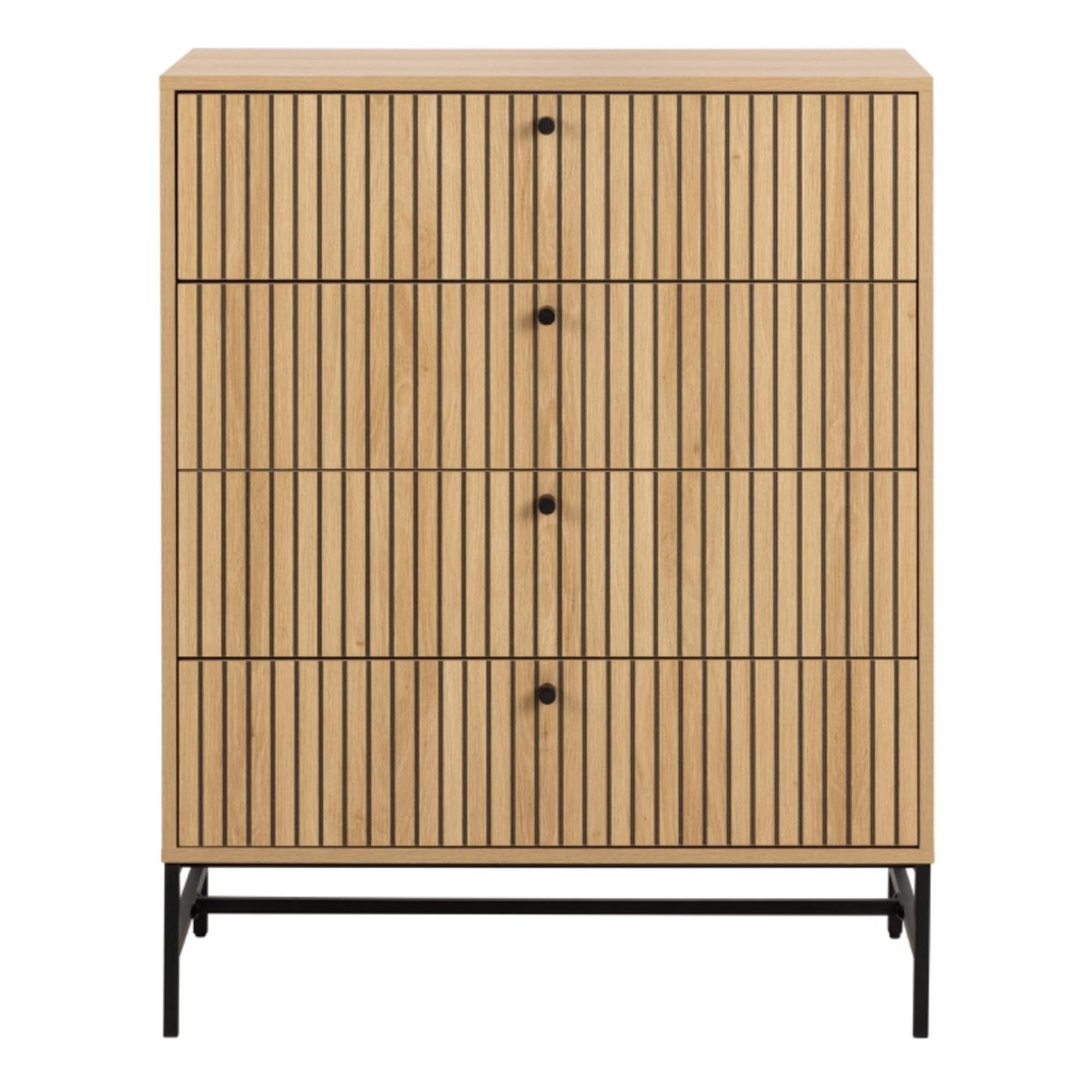 Albany Oak Ribbed 4 Drawer Chest