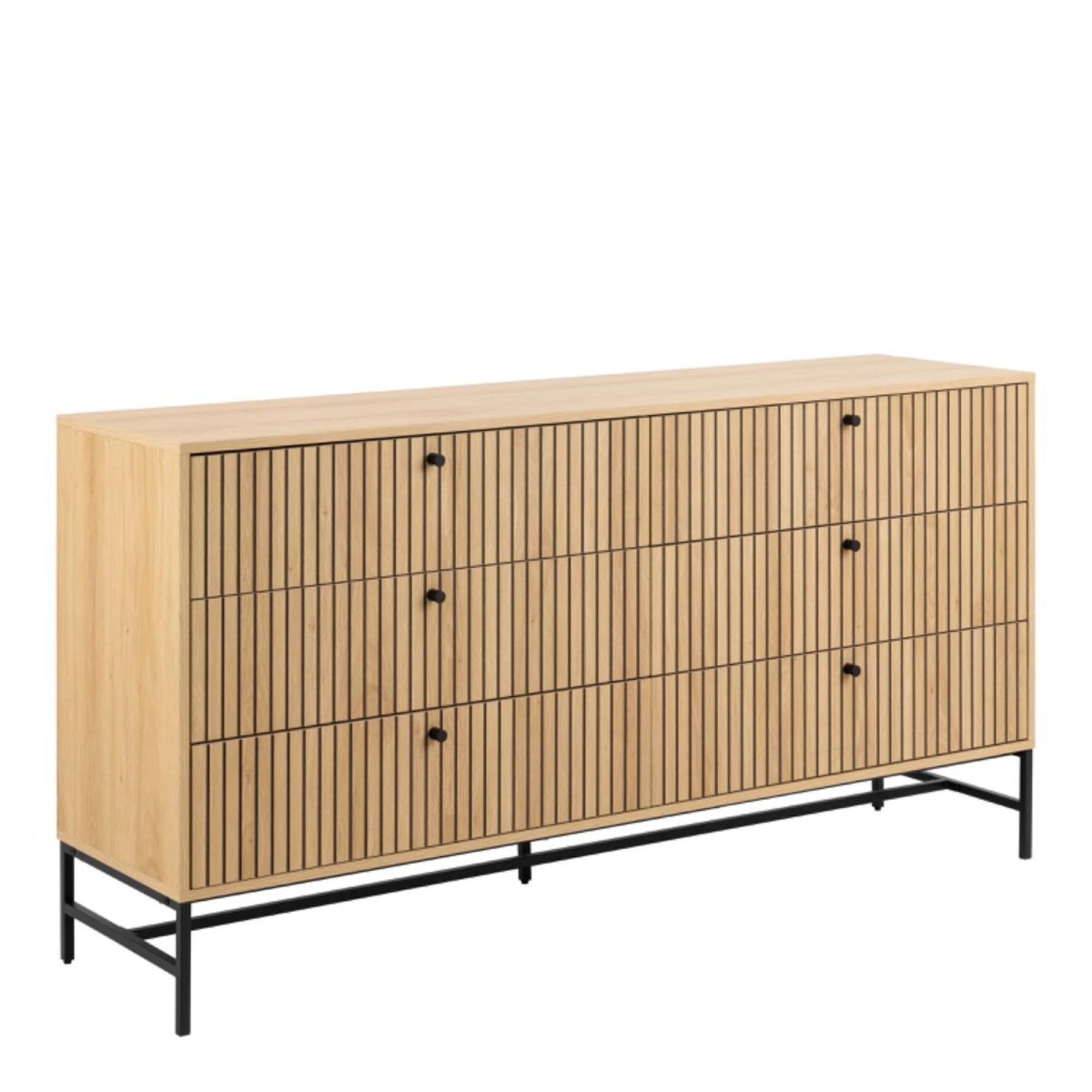 Albany Oak Ribbed Wide 6 Drawer Chest