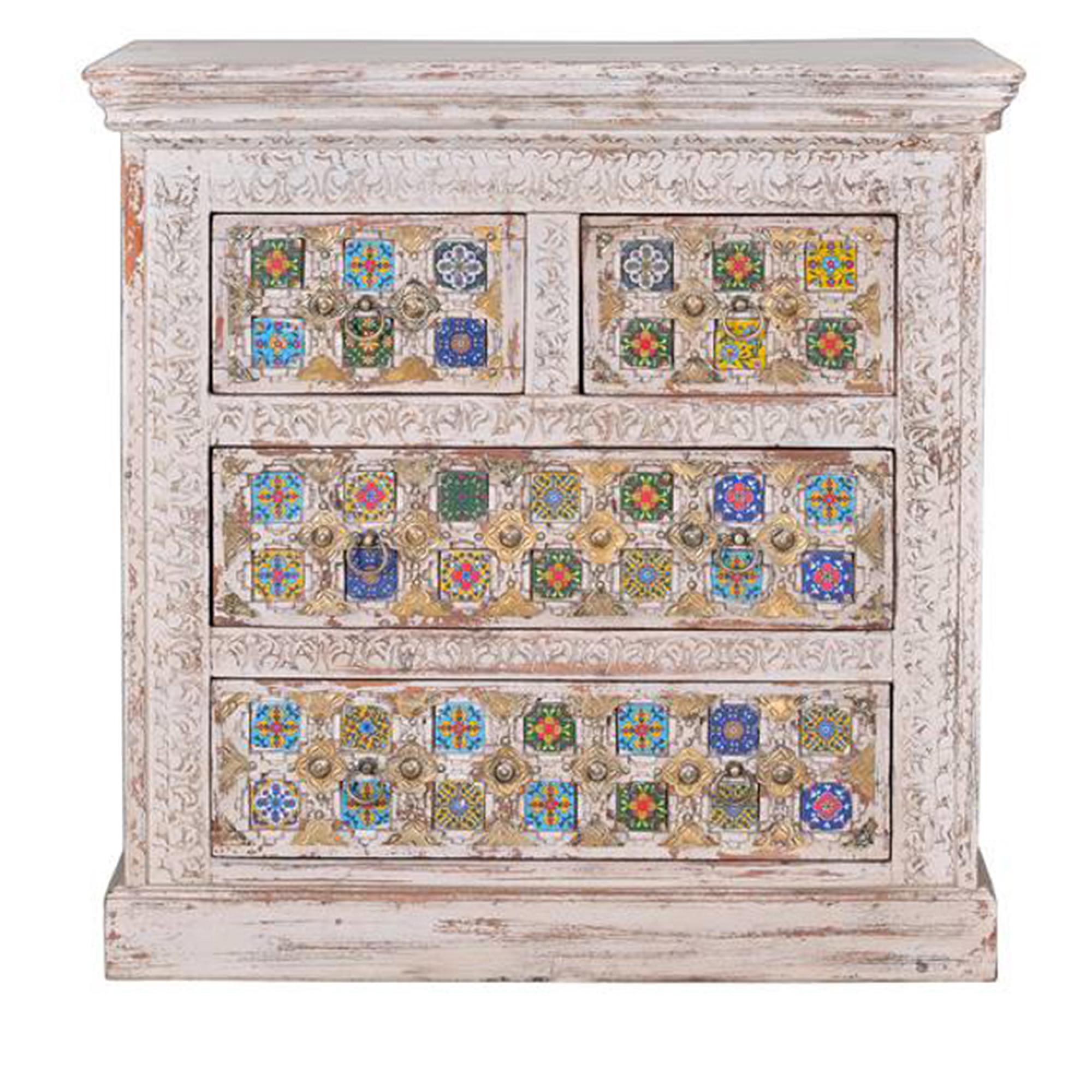 Awendaw Chest - 2+2 Drawer - Mango Wood - White Washed