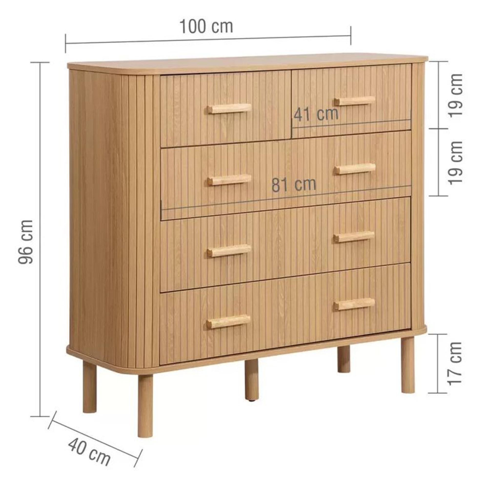 Axel Curved Chest - 2+3 Drawer - Oak Fluted
