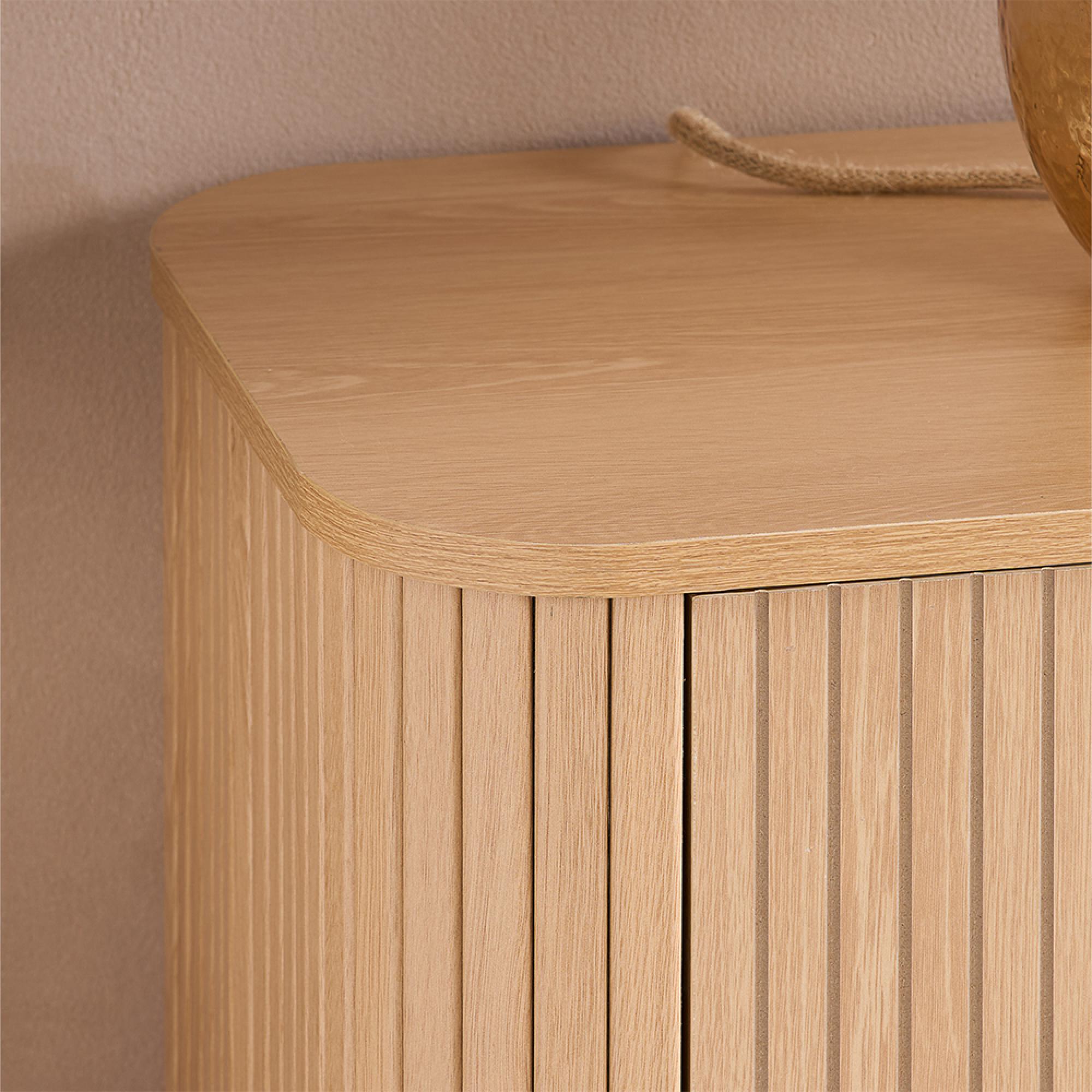 Axel Curved Wide Chest - 6 Drawer - Oak Fluted