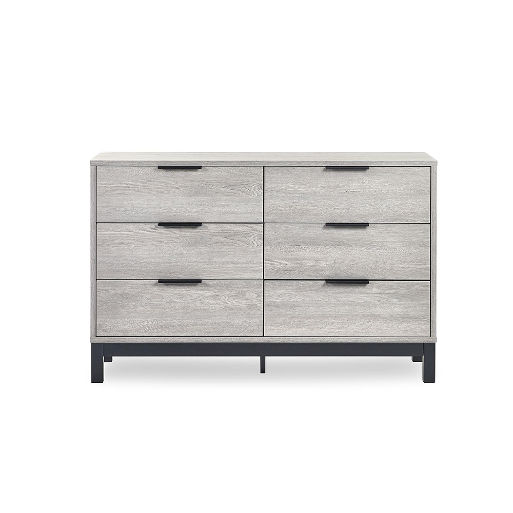 Bali Grey Oak Chest of Drawers - 6 Drawer - Wide