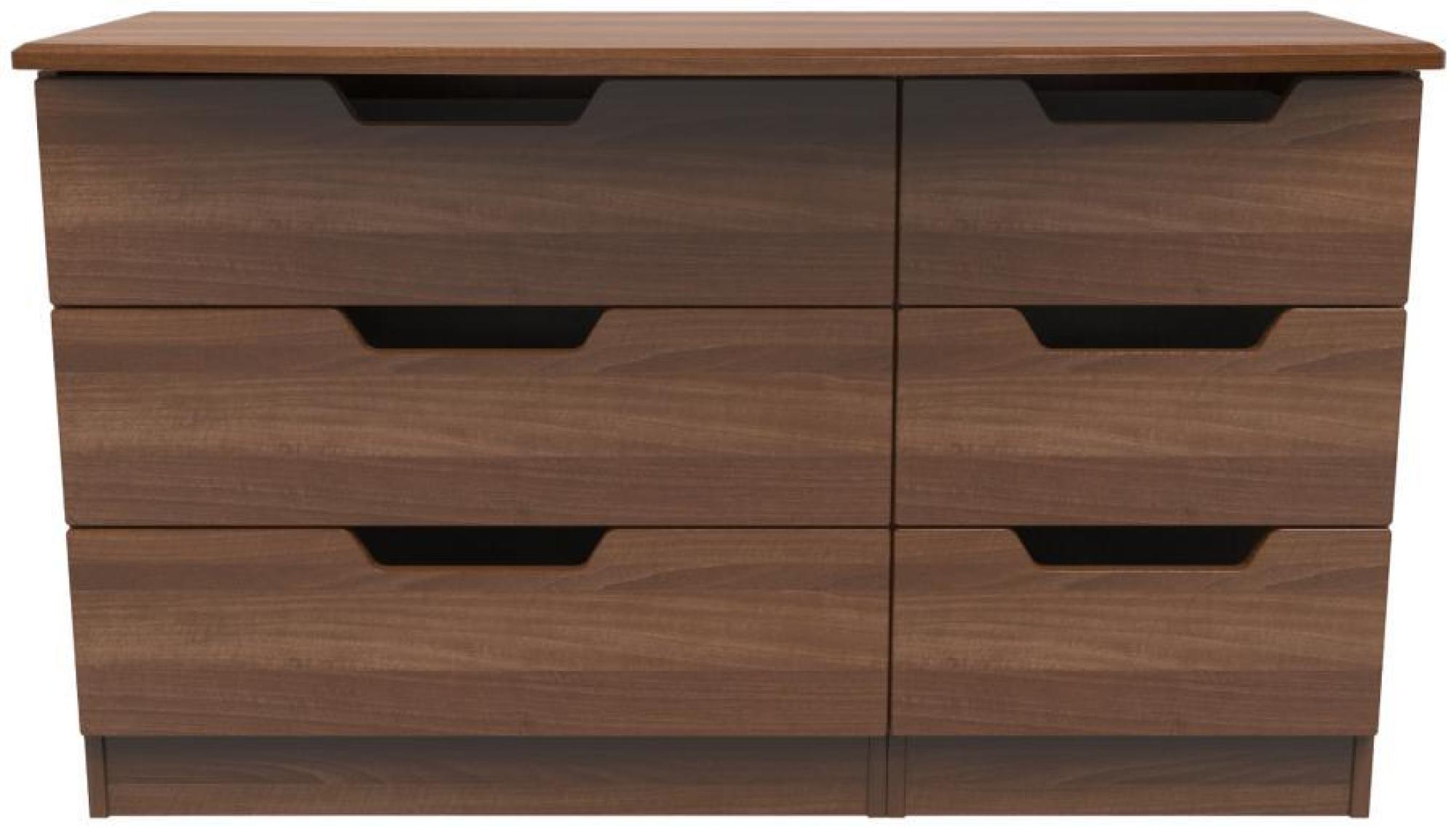 Bella Walnut Effect 6 Drawer Midi Dresser