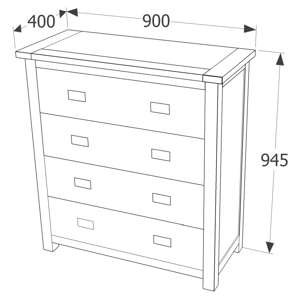 Boston Chest - 4 Drawer - Dark Wood