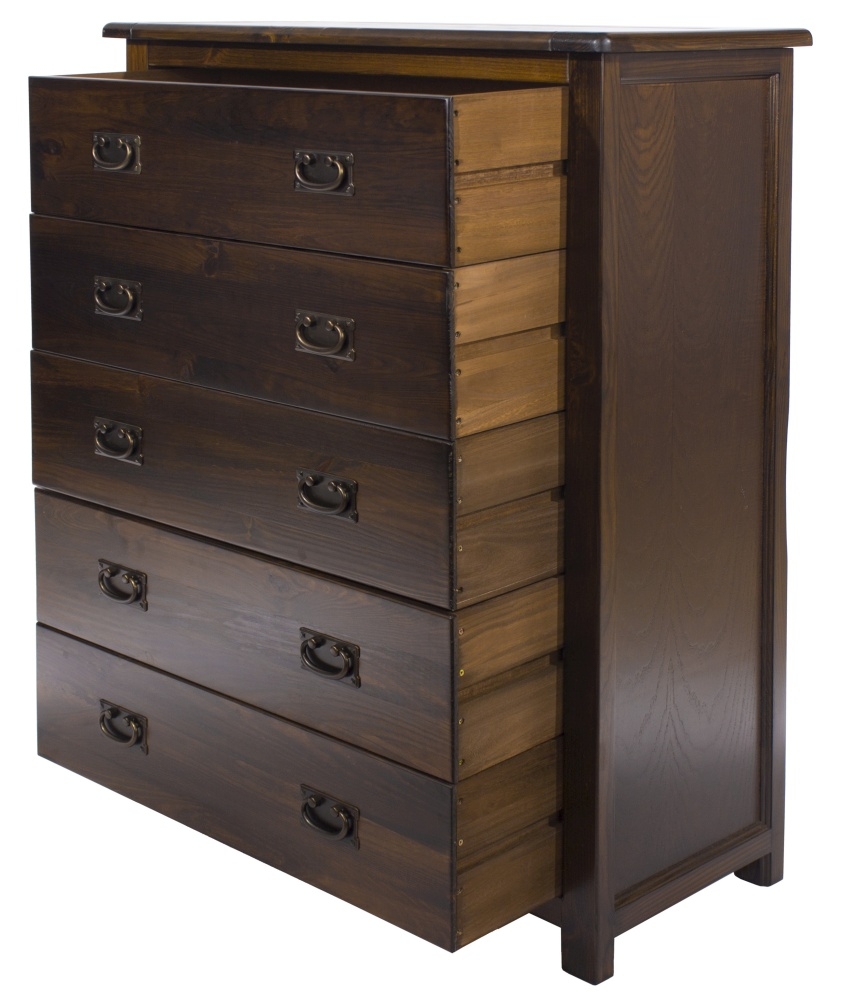 Boston Chest - 5 Drawer - Dark Wood