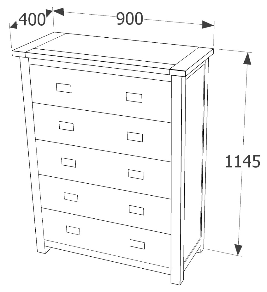 Boston Chest - 5 Drawer - Dark Wood