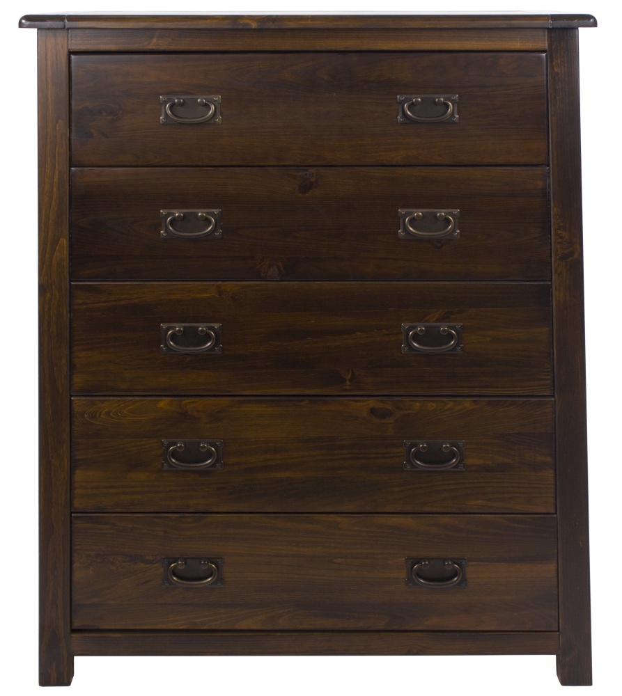 Boston Dark Wood 5 Drawer Chest