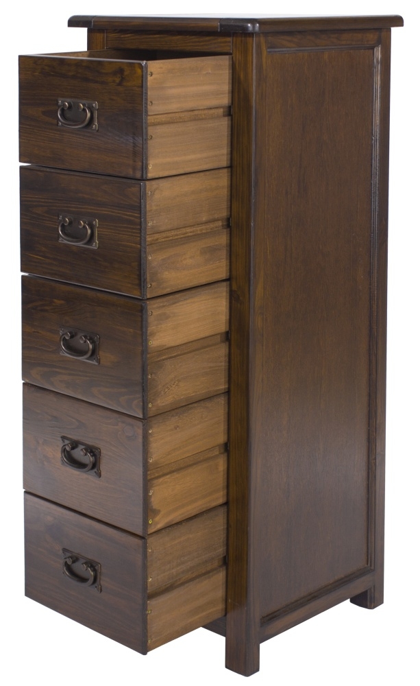 Boston Tall Chest - 5 Drawer - Dark Wood