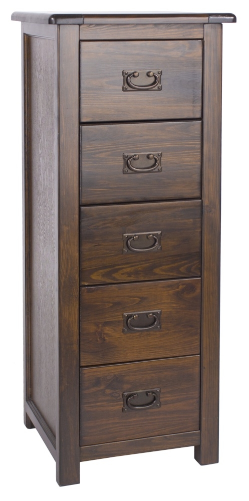Boston Tall Chest - 5 Drawer - Dark Wood