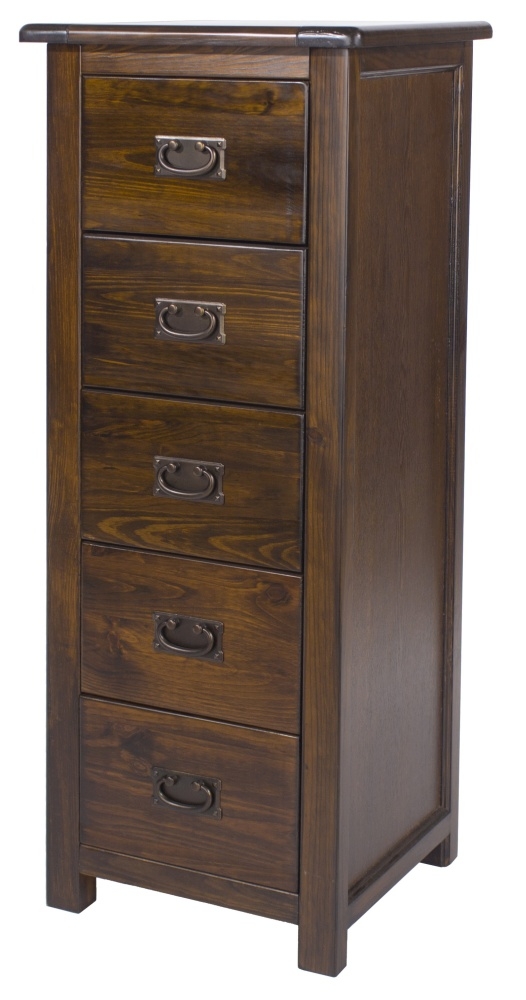 Boston Tall Chest - 5 Drawer - Dark Wood