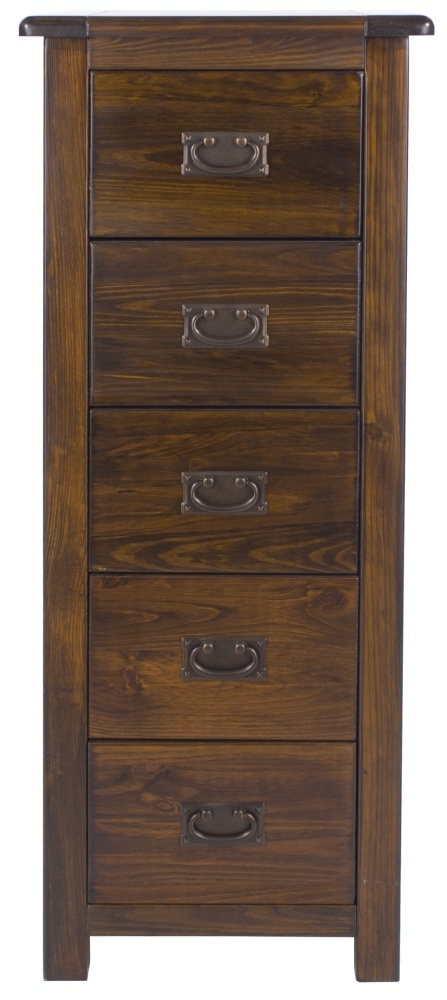 Boston Dark Wood 5 Drawer Tall Chest