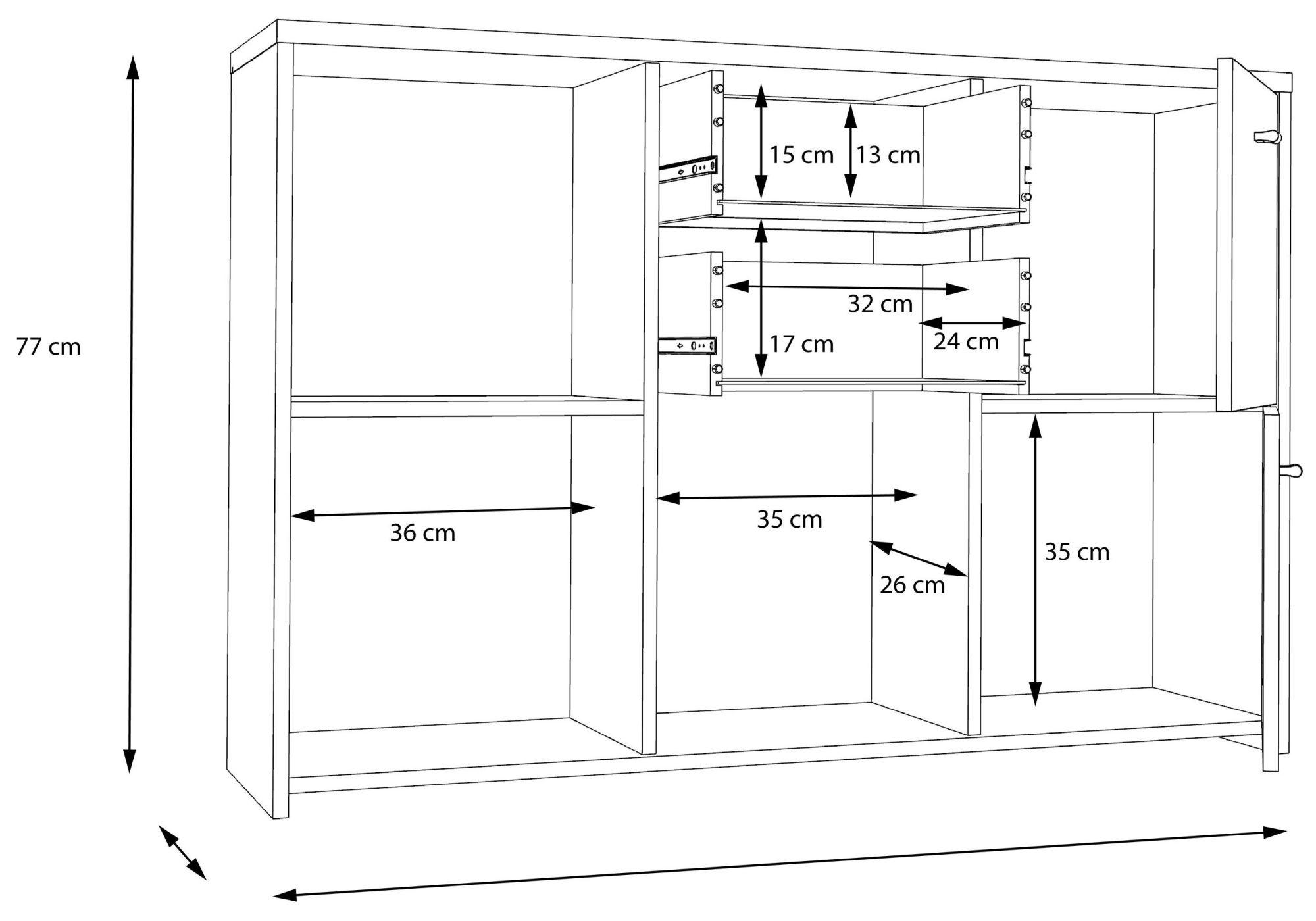 Best Grey Concrete Effect and Vintage Wood  2 Drawer 5 Door Wide Chest