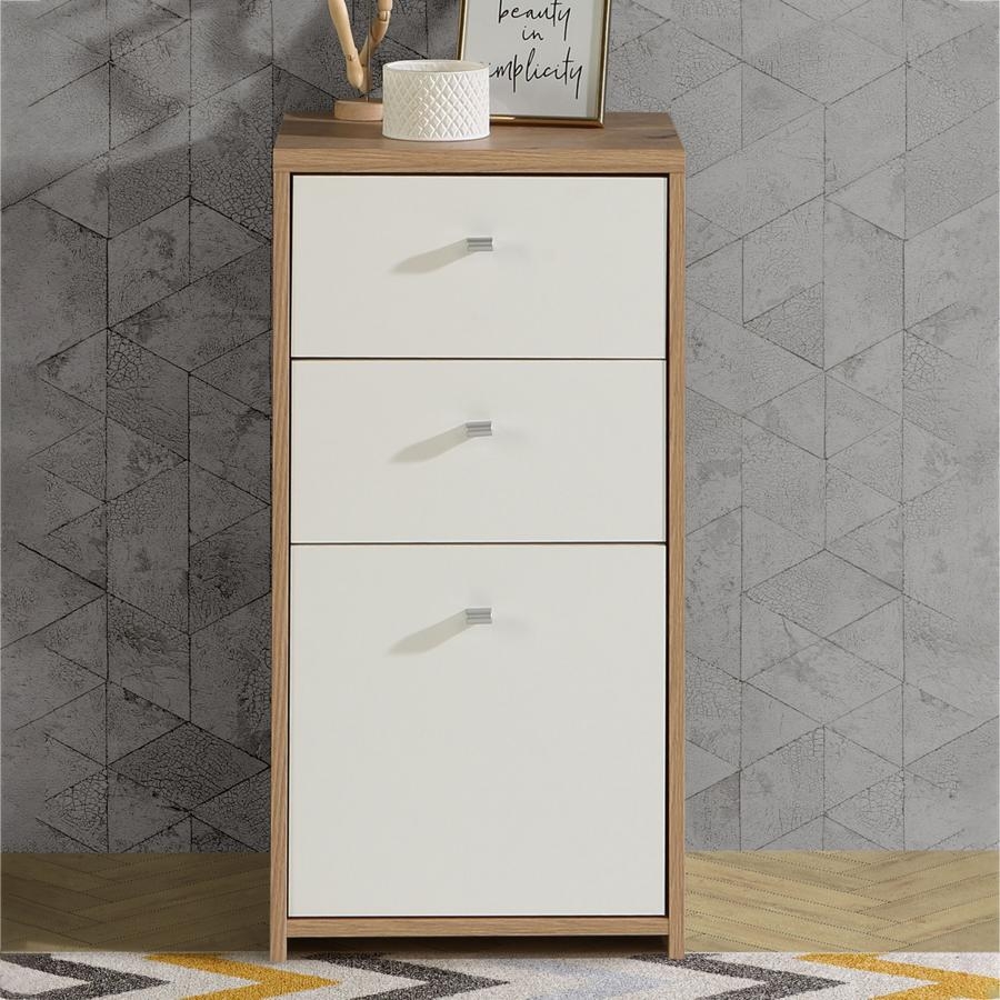 Best Oak and White 2 Drawer 1 Door Cabinet