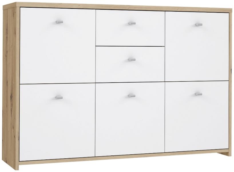 Best Oak and White 2 Drawer 5 Door Wide Chest