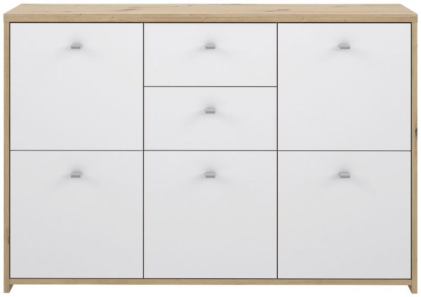 Best Oak and White 2 Drawer 5 Door Wide Chest