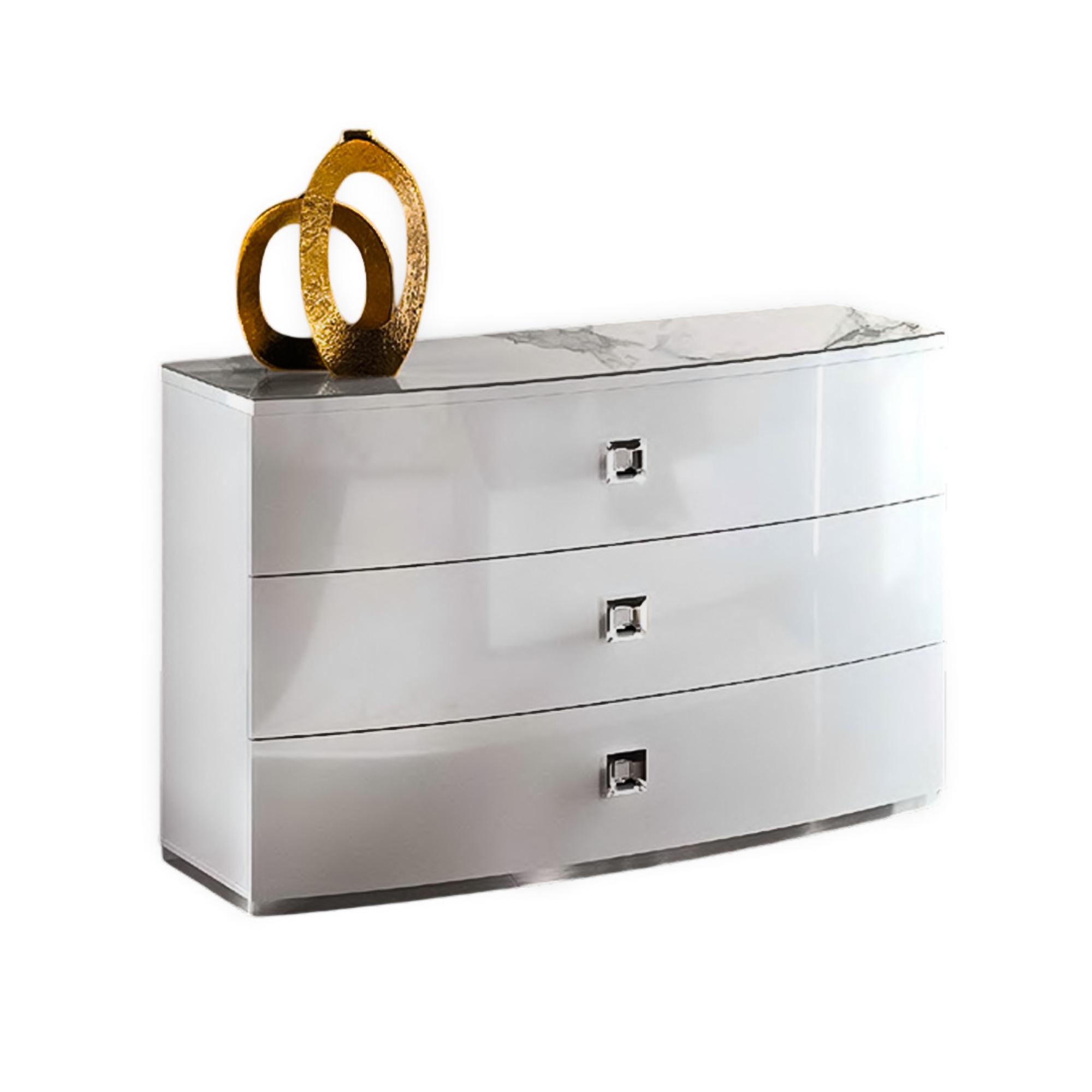 Betty White Gloss 3 Drawer Chest - Bow Front