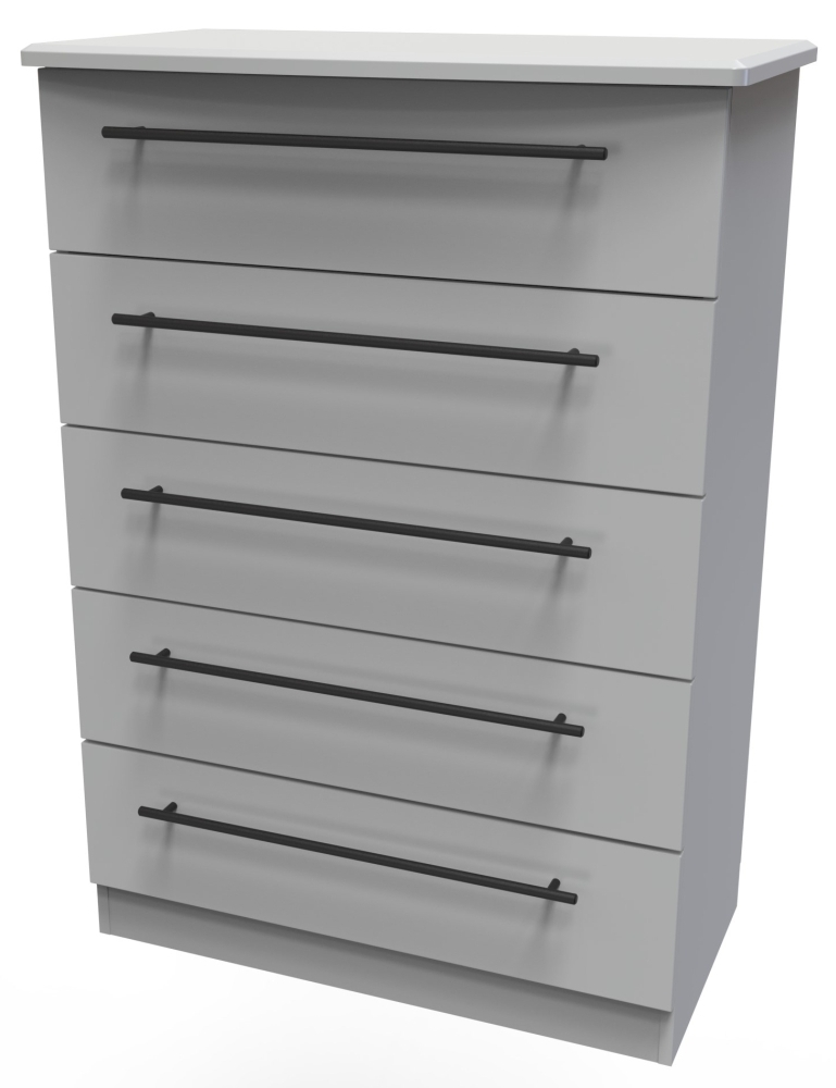 Beverley Chest - 5 Drawer - Grey