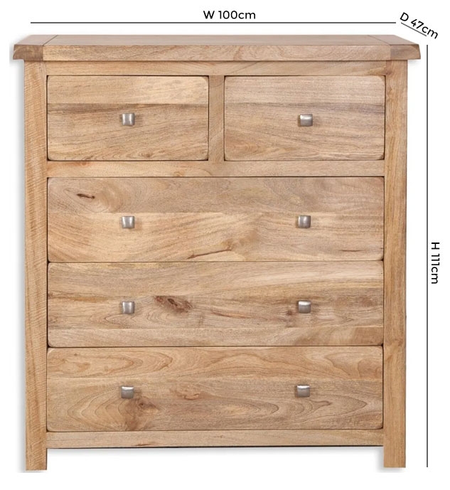 Bombay Solid Mango Wood 2+3 Drawer Chest
