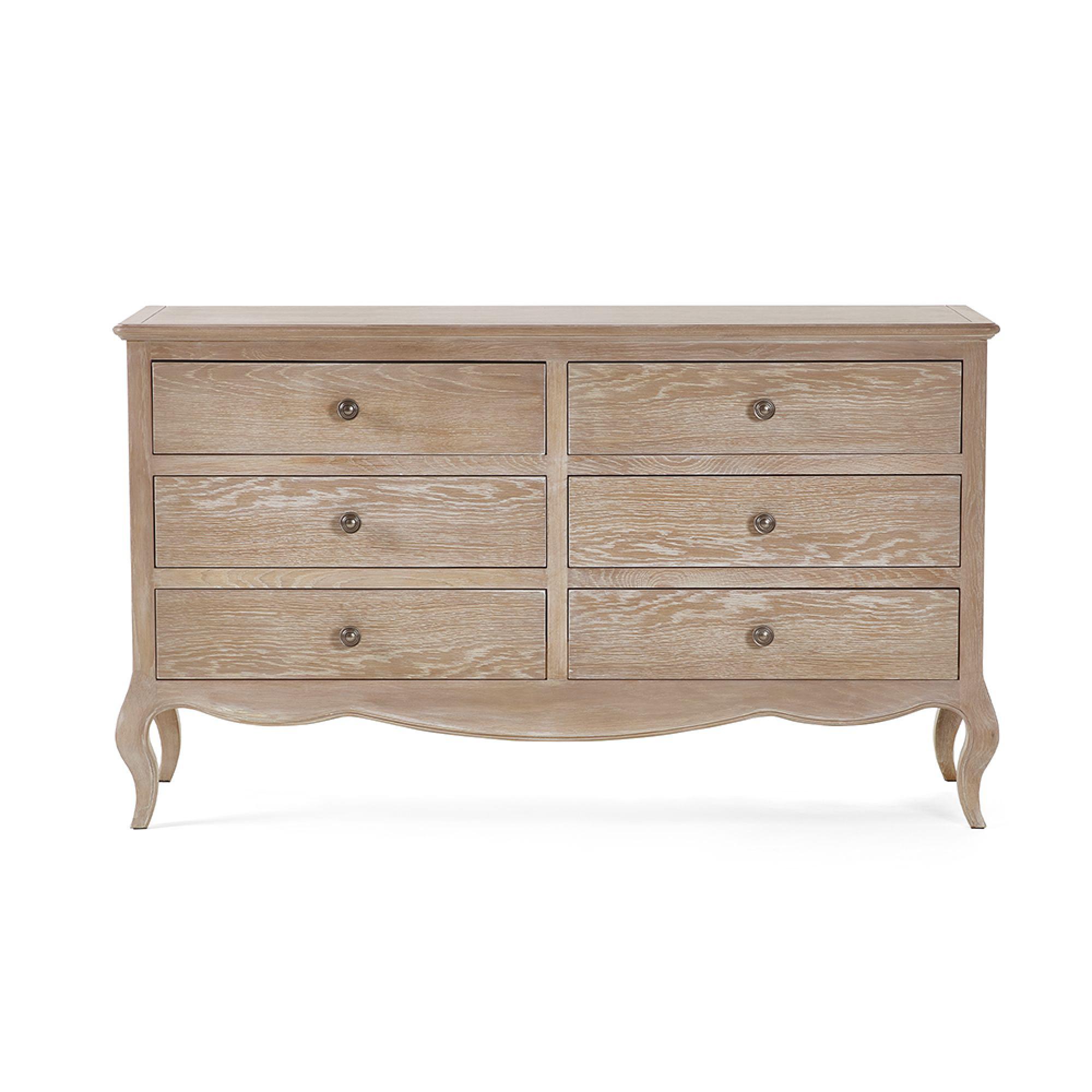 Camille Chest of Drawers - 6 Drawer - Wide - French Style - Oak