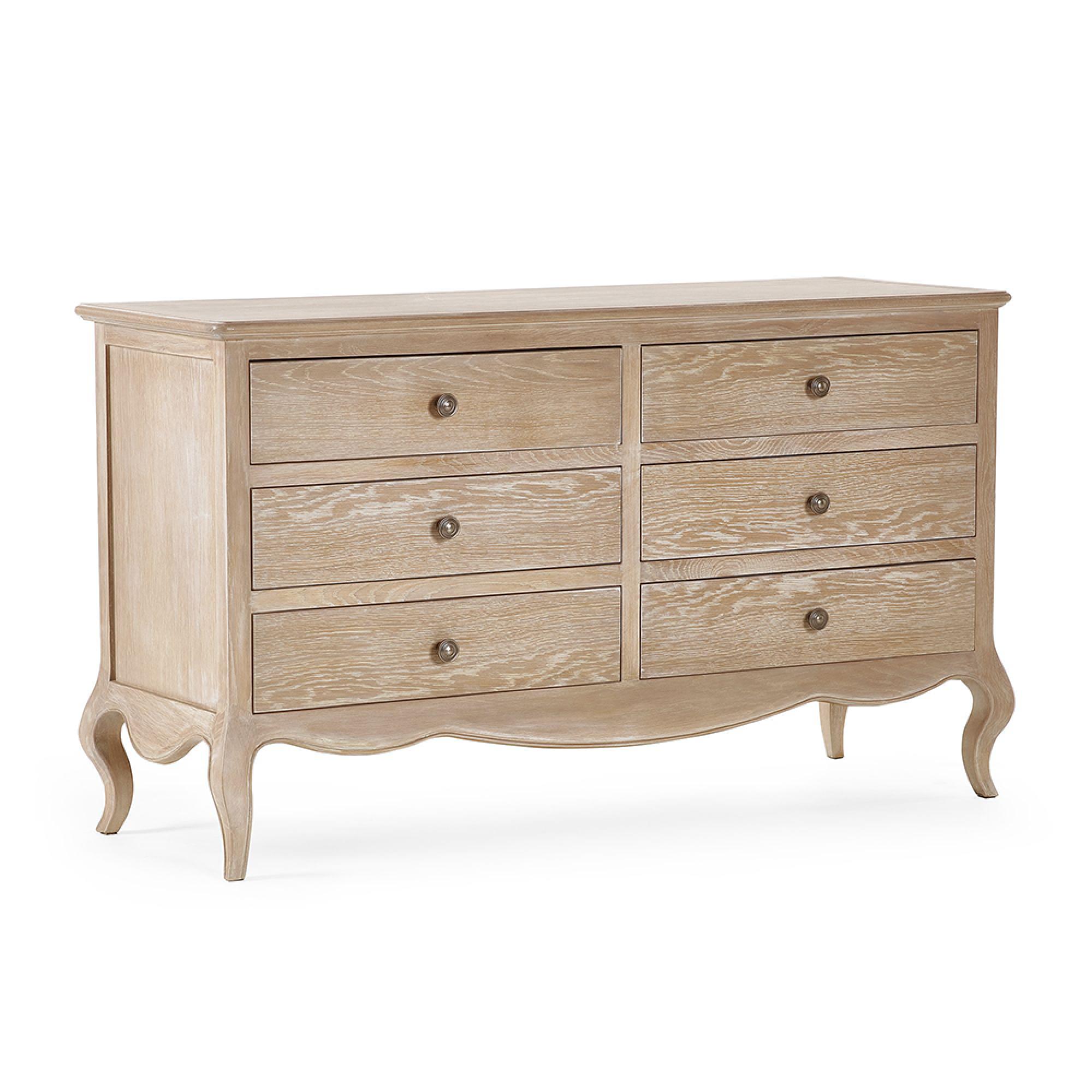 Camille Chest of Drawers - 6 Drawer - Wide - French Style - Oak