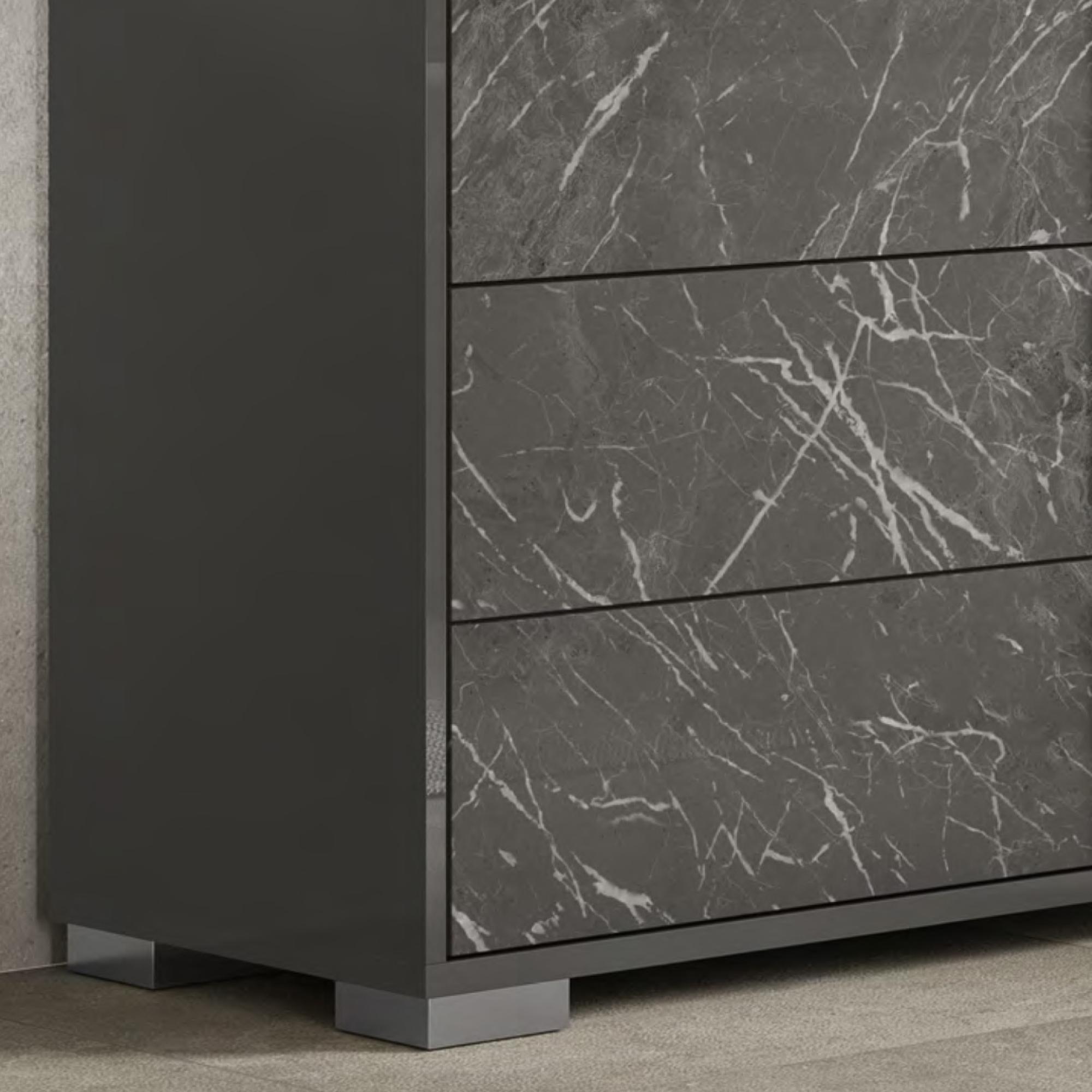 Carvelle Night Dark Grey 3 Drawer Wide Chest