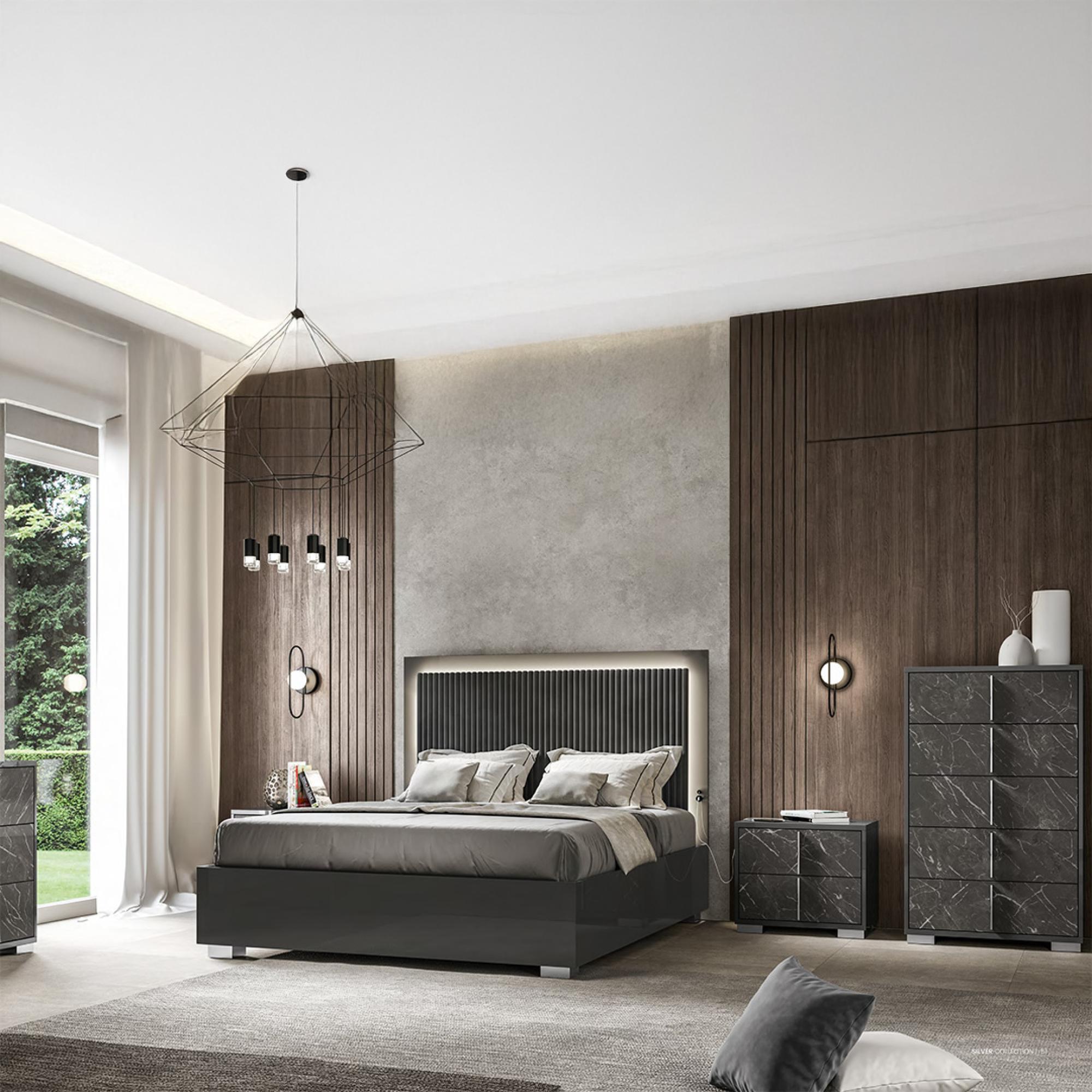 Carvelle Night Dark Grey 5 Drawer Chest