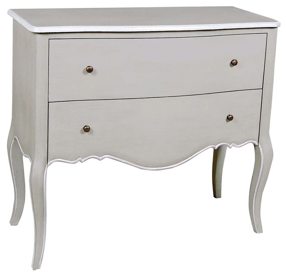 Chateau French Distressed Linen and Off-White 2 Drawer Chest